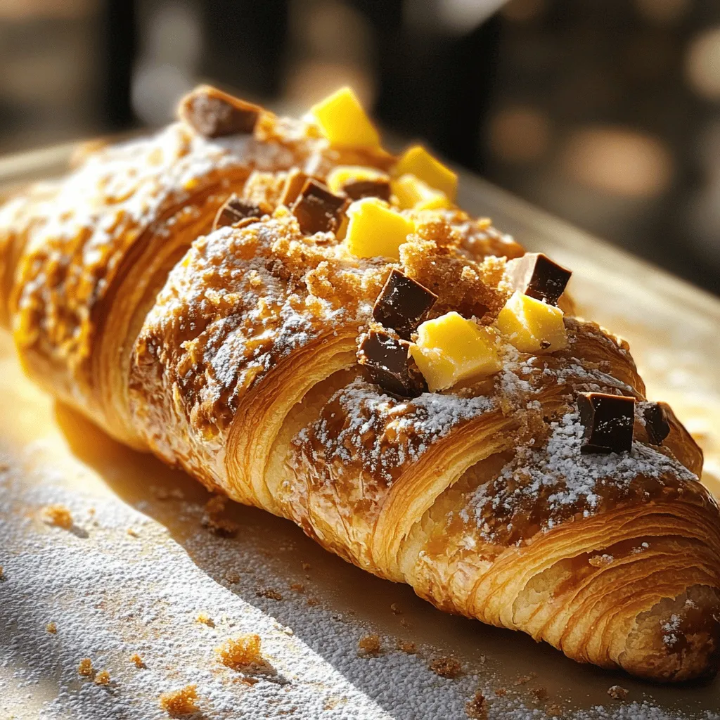 Um das perfekte Le Crookie zu machen, sind einige einfache Schritte nötig. Zuerst müssen wir die typischen Zutaten bereitstellen. Ein Croissant, Schokoladenstückchen, Sahnefrischkäse, Puderzucker, Vanilleextrakt, Kekse, Salz und ein Eigelb sind alles, was wir brauchen. Diese Zutaten machen unseren Le Crookie lecker und besonders.