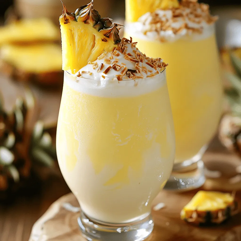 Für einen perfekten Pina Colada Milchshake brauche ich einige einfache Zutaten. Die Hauptzutaten sind Vanilleeis, Kokosmilch und frische Ananas. Diese Zutaten geben dem Milchshake seinen tropischen Geschmack.