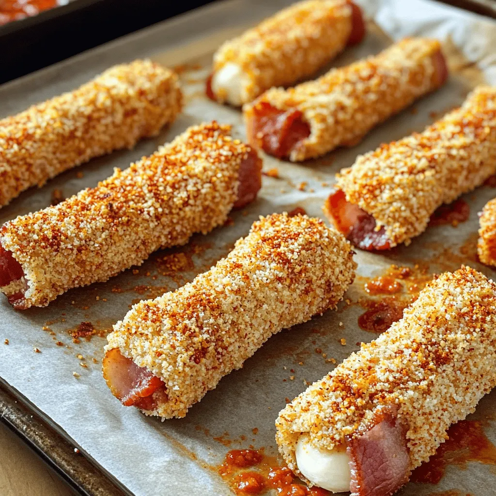 Für die perfekten Nashville Hot Bacon-Wrapped Mozzarella Sticks brauchst du einige wichtige Zutaten. Du benötigst 12 Mozzarella-Sticks und 6 Scheiben dicken Bacon. Diese Zutaten geben den Snacks ihren tollen Geschmack.