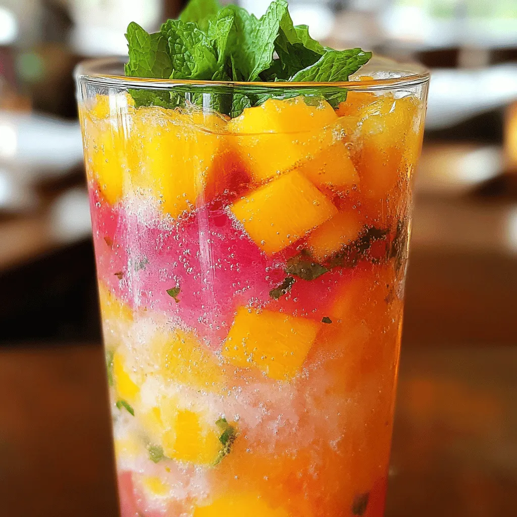 Der Mango Dragonfruit Refresher ist ein köstliches Getränk. Es enthält frische und gesunde Zutaten. Die Hauptzutaten sind Mango, Dragonfruit und Kokoswasser. Diese Zutaten machen das Getränk nicht nur lecker, sondern auch nahrhaft.