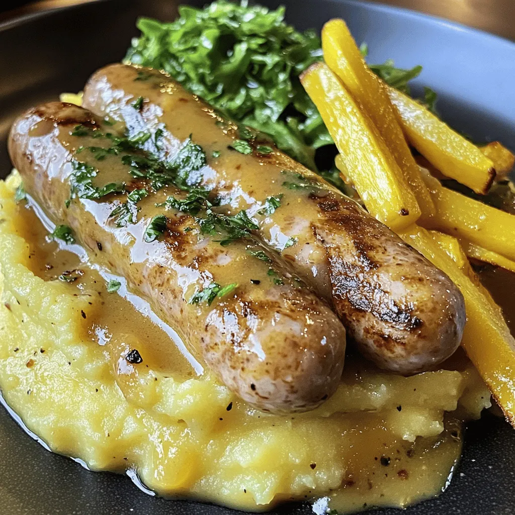 Bangers und Mash mit Zwiebelsoße ist ein einfaches und herzhaftes Gericht. Es besteht aus Würstchen und Kartoffelpüree, serviert mit einer schmackhaften Zwiebelsoße. Dieses Gericht kommt aus Großbritannien und hat viele Fans weltweit.