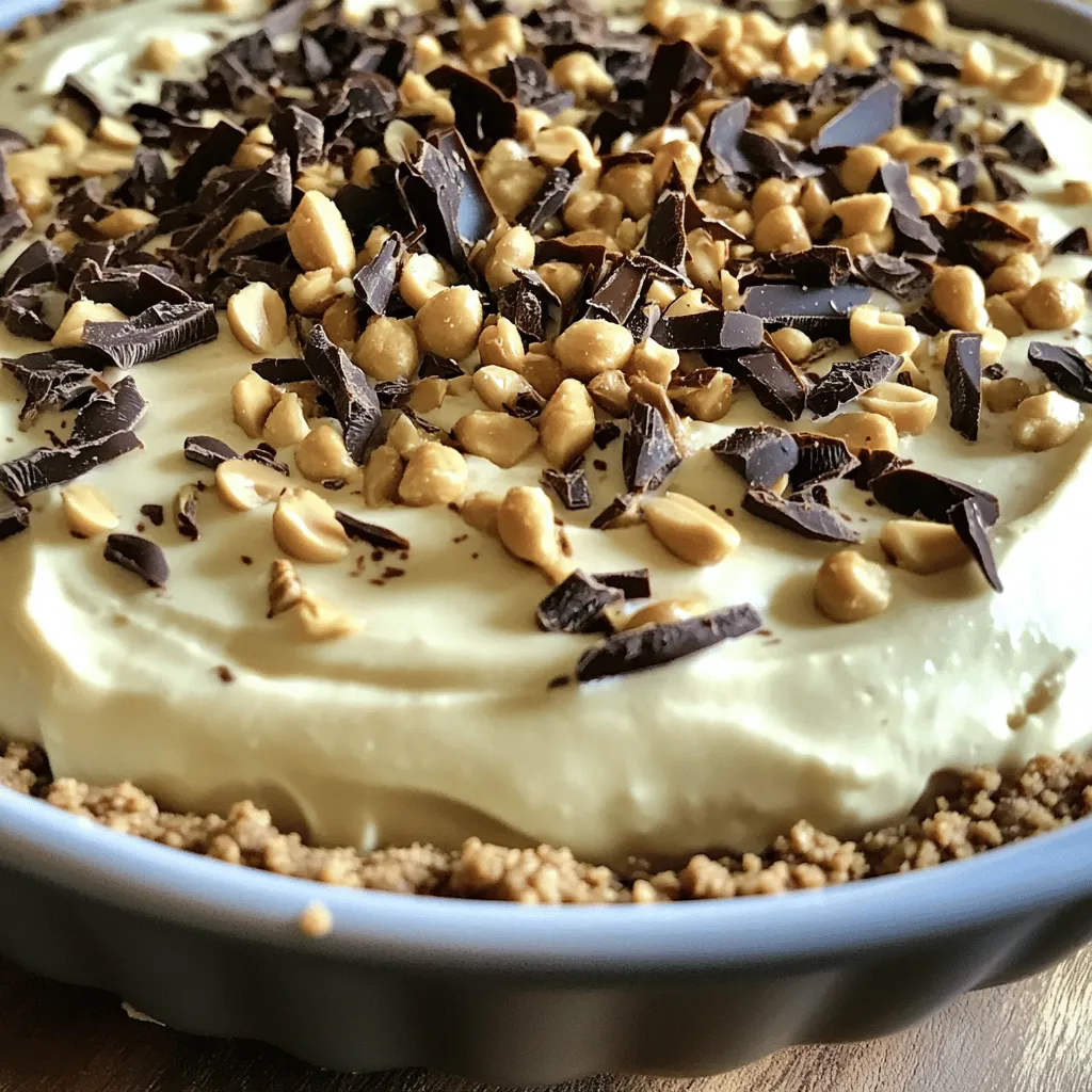 Um einen leckeren No Bake Peanut Butter Pie zu machen, benötigst du einige wichtige Zutaten. Für den Boden nutzt du 200 g Oreo-Kekse und 100 g geschmolzene Butter. Diese Mischung ergibt eine knusprige Kruste. Für die Füllung sind 400 g Frischkäse, 250 g Erdnussbutter, 120 g Puderzucker, 240 ml Schlagsahne und 1 Teelöffel Vanilleextrakt nötig. Ein Hauch von Salz rundet den Geschmack ab. Du kannst auch gehackte Erdnüsse und Schokoladenspäne als Topping verwenden.