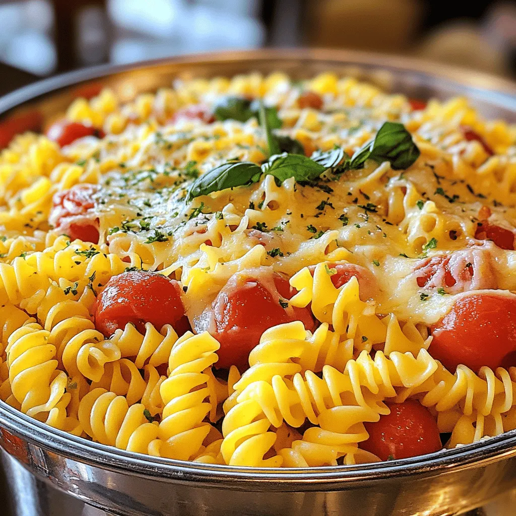 Um die Käsebutter-Pizza-Pasta zuzubereiten, brauchst du einige einfache Zutaten. Du benötigst 250 g Pasta, wie Fusilli oder Penne. Ein wichtiger Bestandteil ist 50 g Butter, die für den cremigen Geschmack sorgt. Du brauchst auch 200 g gewürfelten Mozzarella und 100 g geriebenen Cheddar. Zwei gewürfelte Tomaten bringen Frische. Eine kleine Zwiebel, fein gehackt, und zwei zerdrückte Knoblauchzehen geben Geschmack. Ein Teelöffel getrockneter Oregano und ein Teelöffel Paprika-Pulver bringen Würze. Zum Schluss Salz und Pfeffer nach Geschmack sowie frischen Basilikum zum Garnieren.