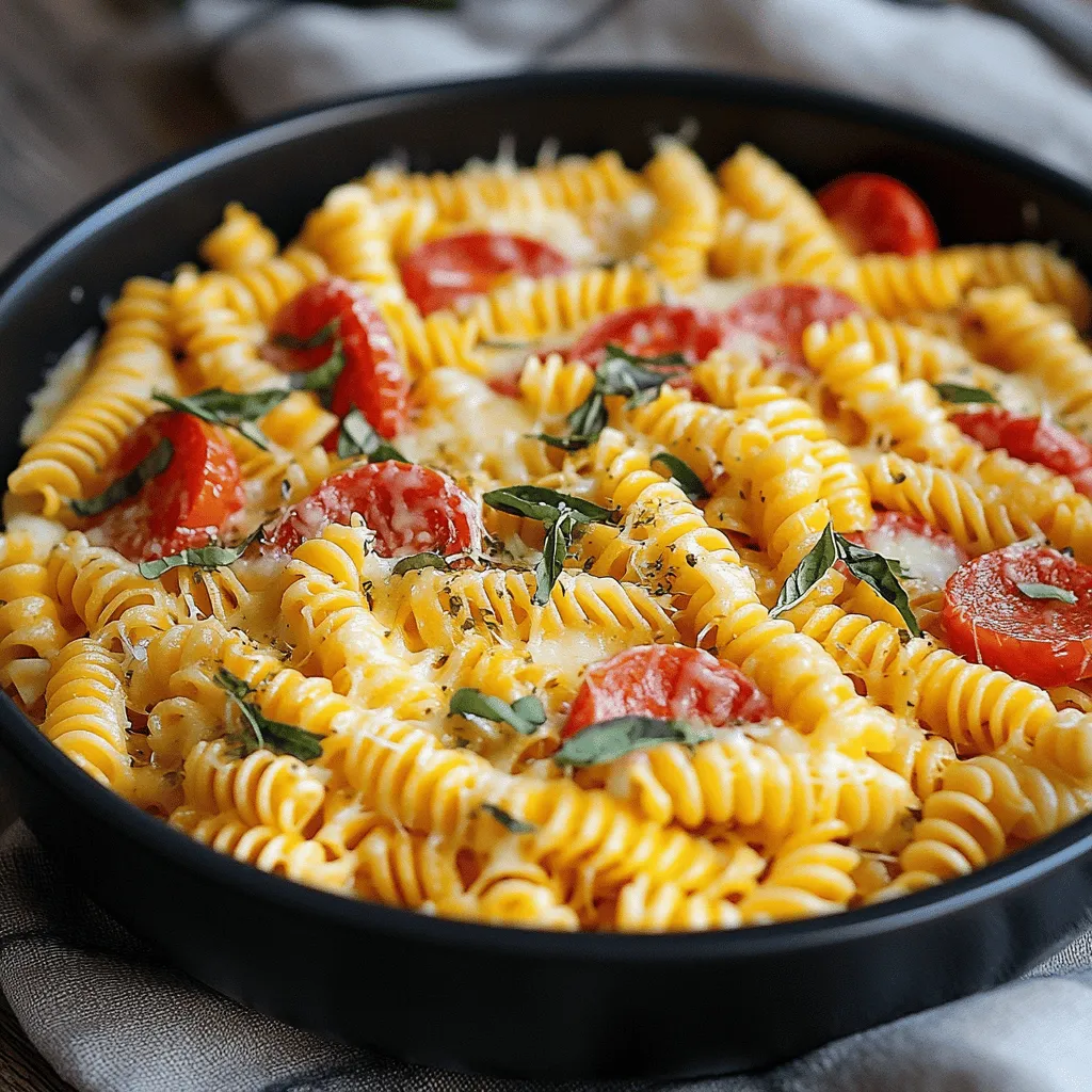 Um die Käsebutter-Pizza-Pasta zuzubereiten, brauchst du einige einfache Zutaten. Du benötigst 250 g Pasta, wie Fusilli oder Penne. Ein wichtiger Bestandteil ist 50 g Butter, die für den cremigen Geschmack sorgt. Du brauchst auch 200 g gewürfelten Mozzarella und 100 g geriebenen Cheddar. Zwei gewürfelte Tomaten bringen Frische. Eine kleine Zwiebel, fein gehackt, und zwei zerdrückte Knoblauchzehen geben Geschmack. Ein Teelöffel getrockneter Oregano und ein Teelöffel Paprika-Pulver bringen Würze. Zum Schluss Salz und Pfeffer nach Geschmack sowie frischen Basilikum zum Garnieren.