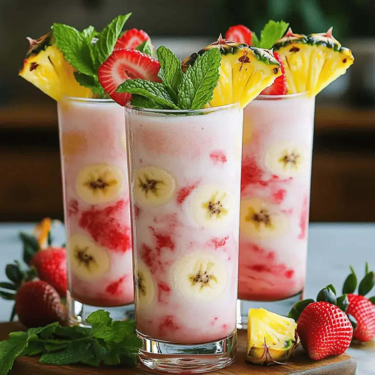 Um eine Pink Flamingo Colada zuzubereiten, brauchst du einige frische Zutaten. Du benötigst einen Becher Kokosmilch, einen Becher Ananassaft, eine reife Banane und eine kleine Mango. Außerdem brauchst du eine Tasse gefrorene Erdbeeren. Optional kannst du einen Esslöffel Honig oder Ahornsirup hinzufügen, um die Süße zu steigern. Schließlich brauchst du eine Tasse Eis und frische Minzblätter zur Garnierung.