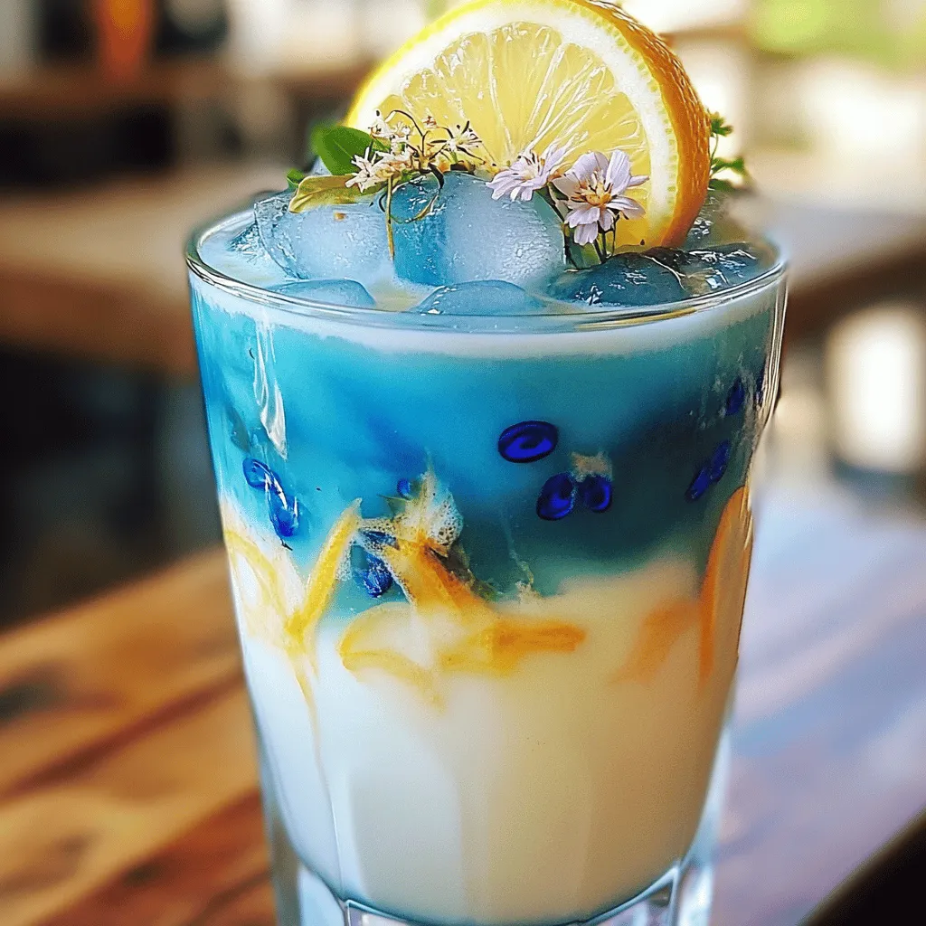 Um einen Iced Butterfly Pea Flower Tea Latte zuzubereiten, sind einige einfache Schritte nötig.