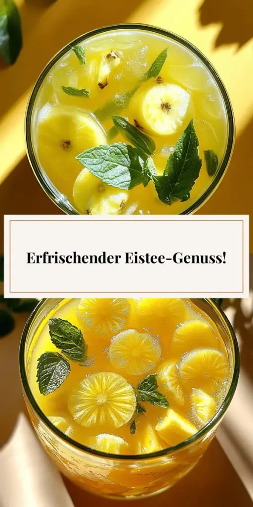 Erfrische deinen Sommer mit unserem köstlichen Rezept für Zitronen-Ananas-Eistee! Diese perfekt ausgewogene Kombination aus fruchtiger Süße und spritziger Frische ist ideal für entspannte Nachmittage oder gesellige Abende. Entdecke einfache Zubereitungsschritte und kreative Variationen, um deinen Eistee zu einem echten Hit zu machen. Klick jetzt und genieße die erfrischende Abkühlung an heißen Tagen!