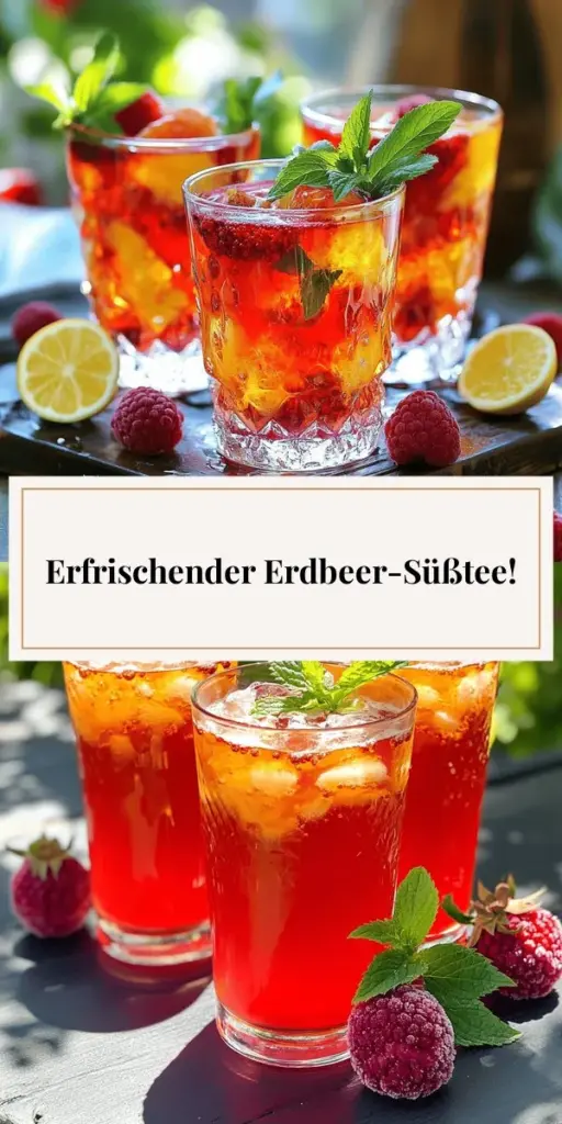 Erdbeer-Süßtee ist das perfekte, erfrischende Getränk für heiße Tage! In diesem einfachen Rezept lernst du, wie du diesen fruchtigen Eistee mit frischen Erdbeeren, Zucker und Zitrone zubereitest. Entdecke verschiedene Variationen, um deinen eigenen Twist hinzuzufügen. Genieße den gesunden Genuss, der deinen Durst stillt und deine Sinne erfreut. Klicke jetzt, um das vollständige Rezept zu entdecken und bringe Schwung in deinen Sommer!
