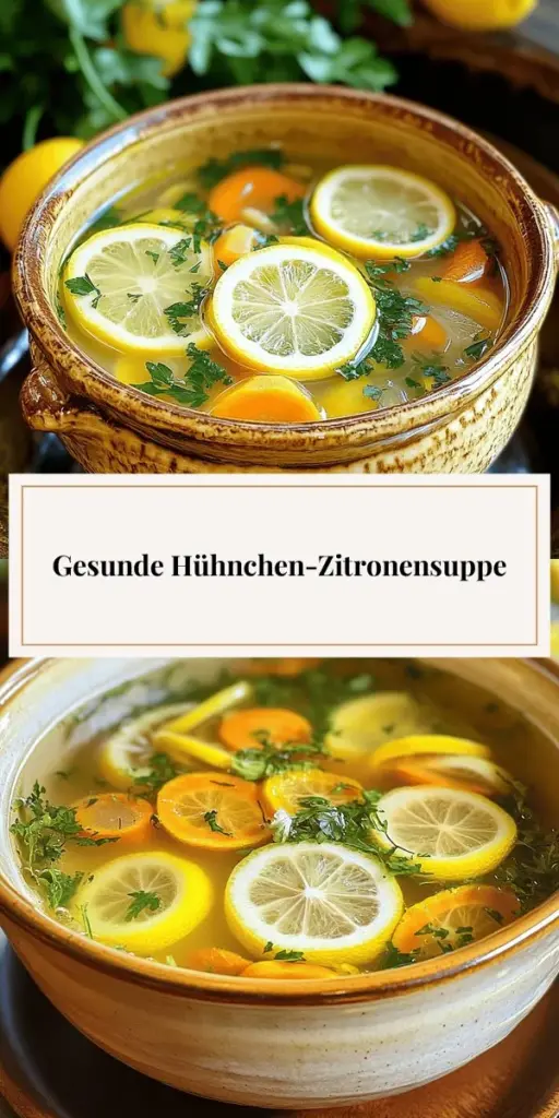 Entdecken Sie das einfache und nahrhafte Rezept für Hühnchen Zitronen Reis Suppe! Diese köstliche Suppe kombiniert frische Zutaten und aromatische Aromen für eine schnelle Mahlzeit, die die Familie lieben wird. In nur 30 Minuten können Sie diese gesunde Suppe zubereiten, die Ihr Immunsystem unterstützt und in der kalten Jahreszeit für Wärme sorgt. Klicken Sie jetzt, um die vollständige Anleitung und köstliche Variationen zu entdecken!