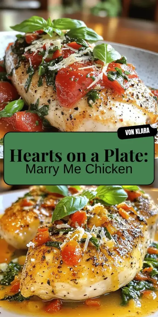Entdecke das zauberhafte Marry Me Chicken Rezept, das Herzen im Sturm erobert! Mit saftigem Hähnchen, sonnengetrockneten Tomaten und einer cremigen Parmesan-Sauce wird dieses Gericht zum Highlight deines romantischen Dinners. Folge den einfachen Schritten und präsentiere es stilvoll für einen unvergesslichen Abend. Klicke jetzt, um die vollständigen Rezepte und wertvolle Tipps zur Zubereitung zu entdecken!