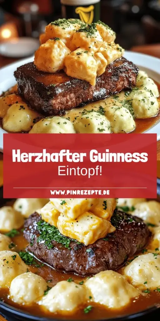 Entdecke das perfekte Wintergericht mit unserem Guinness Rindfleisch Eintopf mit Cheddar Kräuterknödeln! Saftiges Rindfleisch, frisches Gemüse und der einzigartige Geschmack von Guinness vereinen sich zu einem herzhaften Genuss. Mit unserer detaillierten Anleitung kannst du diesen köstlichen Eintopf einfach zubereiten und deine Familie begeistern. Klicke jetzt, um das vollständige Rezept zu entdecken und dich von den Aromen verführen zu lassen!