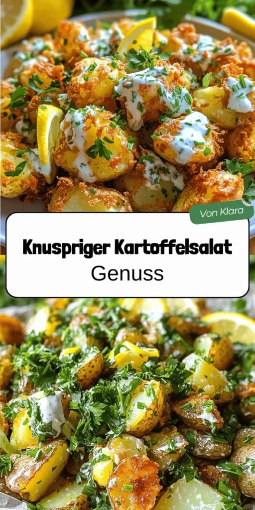 Entdecke den Crispy Herb Smashed Potato Salad, der gesund und lecker ist! Dieser Kartoffelsalat kombiniert knusprige Kartoffeln mit frischen Kräutern und ist die perfekte Beilage für Grillabende und Feiern. Lass dich inspirieren und lerne, wie du ihn einfach zubereitest und variierst. Erfahre mehr über die besten Zutaten und Tipps für perfekten Geschmack. Klicke jetzt, um das vollständige Rezept zu entdecken und deine Gäste zu beeindrucken!