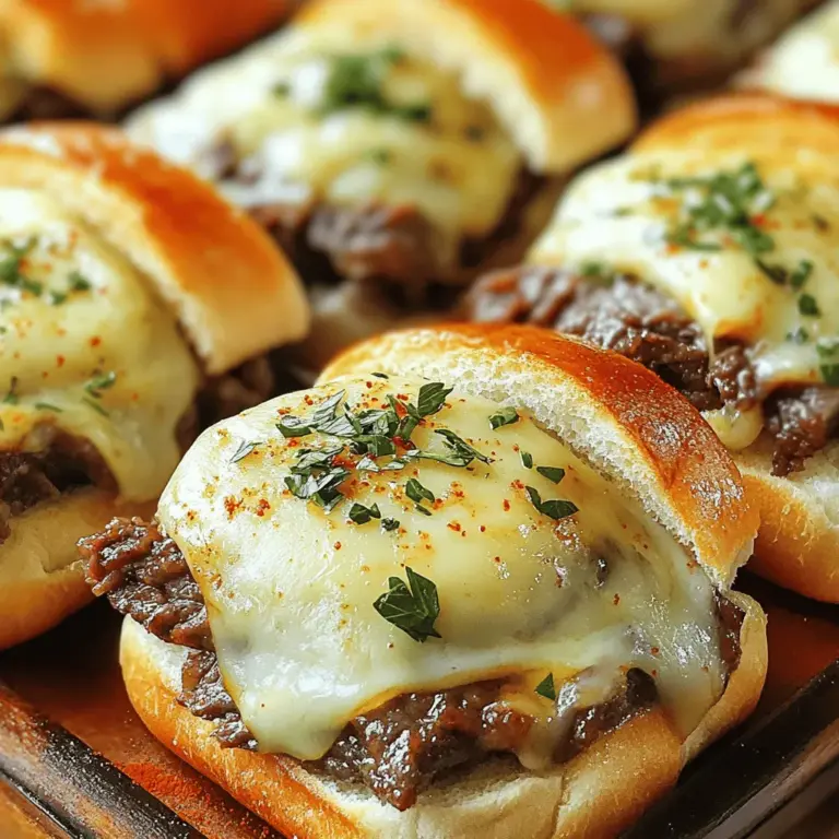 Philly Cheesesteak Sliders sind kleine Brötchen mit saftigem Rinderhack und geschmolzenem Käse. Sie vereinen die Aromen eines klassischen Cheesesteaks in einem handlichen Format. Diese Sliders sind perfekt für Partys, weil jeder sie einfach essen kann. Sie sind nicht nur lecker, sondern auch leicht zu teilen.