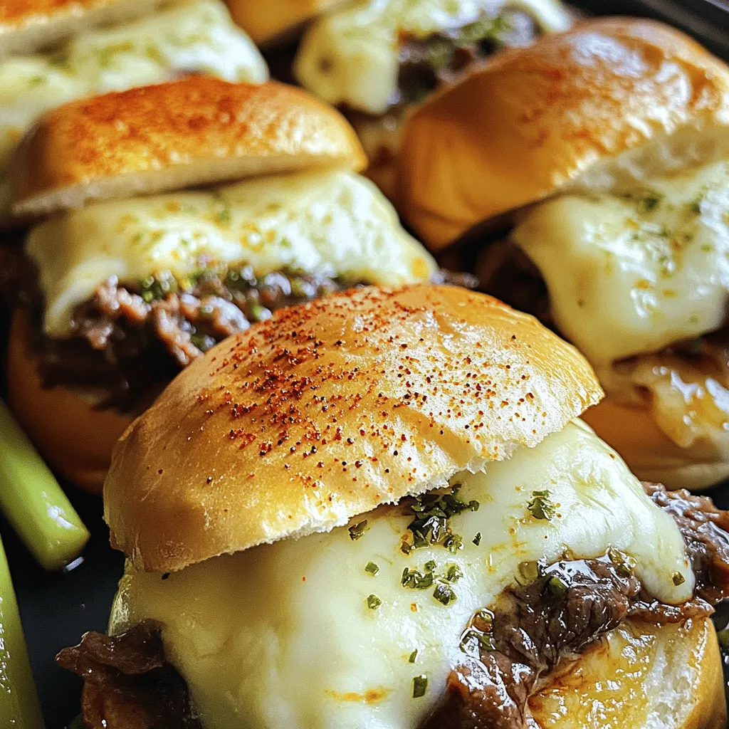 Philly Cheesesteak Sliders sind kleine Brötchen mit saftigem Rinderhack und geschmolzenem Käse. Sie vereinen die Aromen eines klassischen Cheesesteaks in einem handlichen Format. Diese Sliders sind perfekt für Partys, weil jeder sie einfach essen kann. Sie sind nicht nur lecker, sondern auch leicht zu teilen.