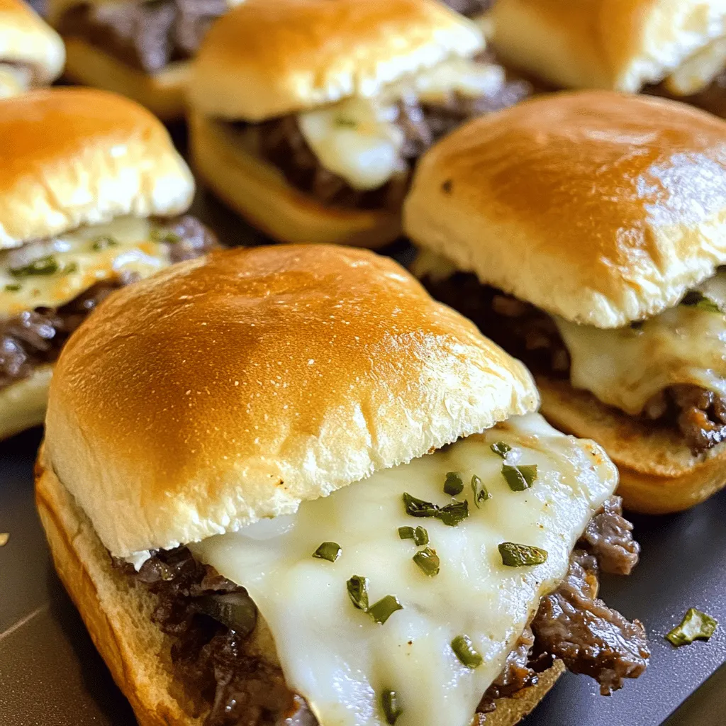 Philly Cheesesteak Sliders sind kleine Brötchen mit saftigem Rinderhack und geschmolzenem Käse. Sie vereinen die Aromen eines klassischen Cheesesteaks in einem handlichen Format. Diese Sliders sind perfekt für Partys, weil jeder sie einfach essen kann. Sie sind nicht nur lecker, sondern auch leicht zu teilen.