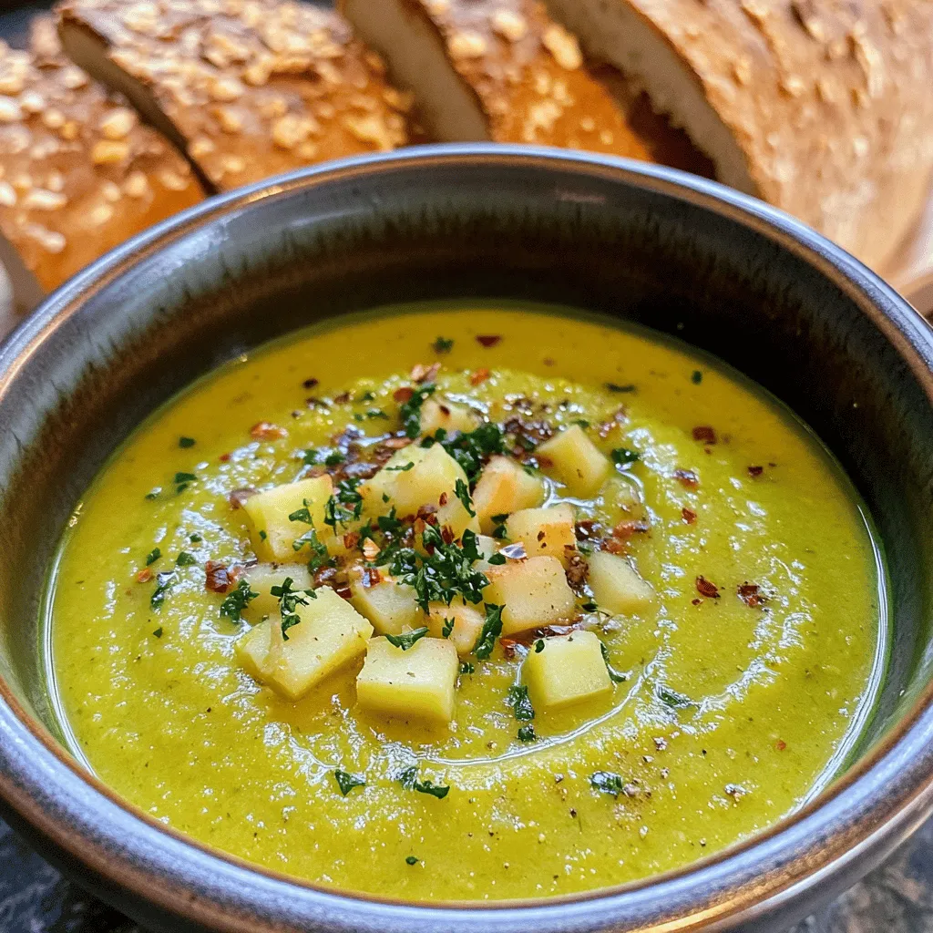 Die irische Speck-, Kohl- und Kartoffelsuppe hat einige Hauptzutaten. Diese Zutaten machen den Geschmack und die Textur aus.
