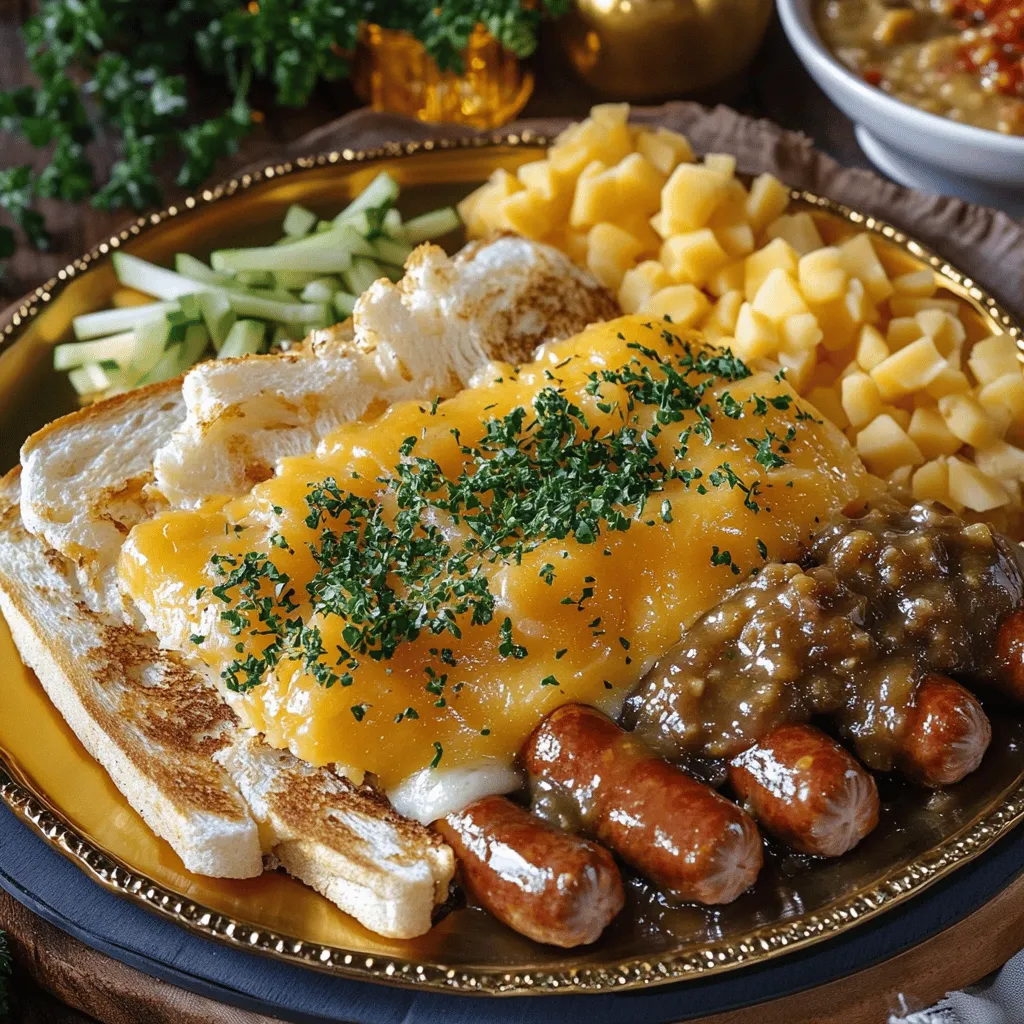 Für den Fireman's Overnight Breakfast Casserole brauche ich einige einfache Zutaten. Die Basis sind 8 Scheiben Toastbrot, die ich in kleine Würfel schneide. Diese geben dem Auflauf Struktur und Geschmack. Ich verwende 6 Eier und 2 Tassen Milch. Diese Mischung macht die Casserole schön cremig.