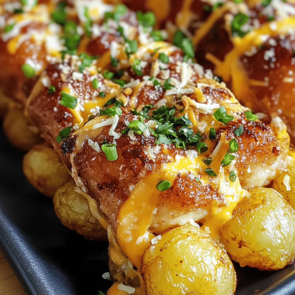 Um den Cracked Out Chicken Tater Tot Casserole zuzubereiten, benötigst du einige einfache Zutaten. Du brauchst 500 g gewürfelte Hähnchenbrust, 400 g gefrorene Tater Tots und 1 Tasse geriebenen Cheddar-Käse. Auch 1 Tasse knusprig gebratenen und zerbröselten Speck ist wichtig. Für die cremige Füllung brauchst du 1 Tasse saure Sahne, 1/2 Tasse weichen Frischkäse und 1/2 Tasse Hühnerbrühe. Gewürze wie 1 Teelöffel Knoblauchpulver, 1 Teelöffel Zwiebelpulver, Salz und Pfeffer sind auch nötig. Frische Petersilie zum Garnieren macht das Gericht noch schöner.