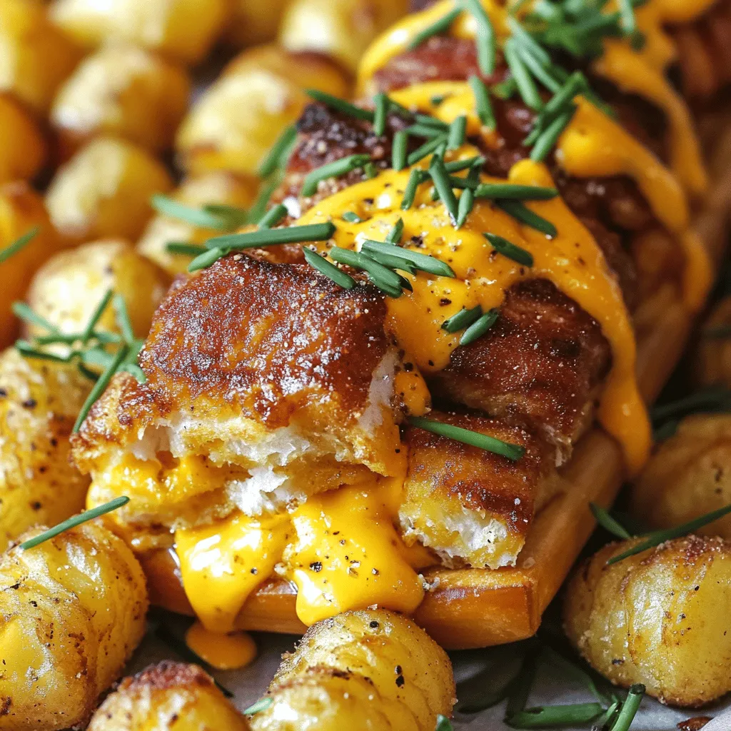 Um den Cracked Out Chicken Tater Tot Casserole zuzubereiten, benötigst du einige einfache Zutaten. Du brauchst 500 g gewürfelte Hähnchenbrust, 400 g gefrorene Tater Tots und 1 Tasse geriebenen Cheddar-Käse. Auch 1 Tasse knusprig gebratenen und zerbröselten Speck ist wichtig. Für die cremige Füllung brauchst du 1 Tasse saure Sahne, 1/2 Tasse weichen Frischkäse und 1/2 Tasse Hühnerbrühe. Gewürze wie 1 Teelöffel Knoblauchpulver, 1 Teelöffel Zwiebelpulver, Salz und Pfeffer sind auch nötig. Frische Petersilie zum Garnieren macht das Gericht noch schöner.