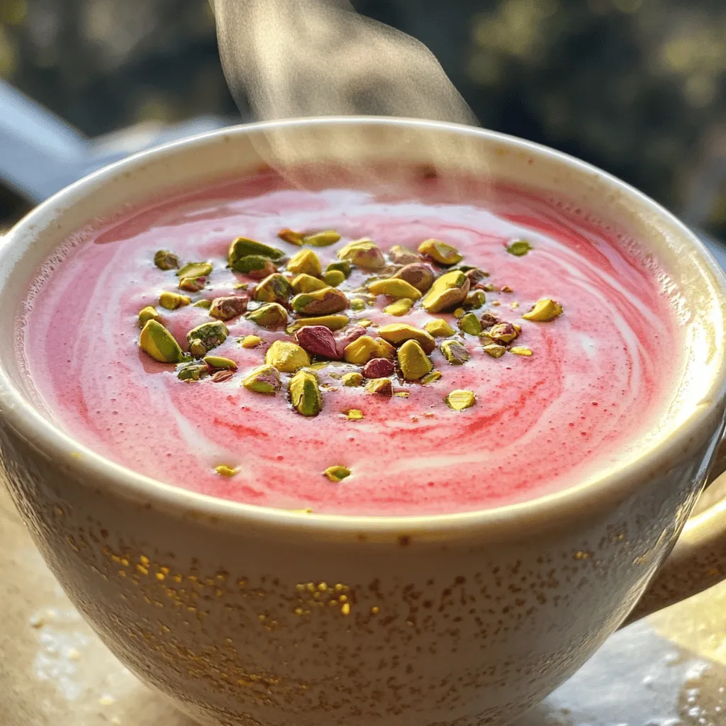 Um Kashmiri Pink Chai zuzubereiten, brauchen Sie einige einfache Zutaten. Sie benötigen 4 Tassen Wasser, 2 Esslöffel grünen Tee, 1 Teelöffel Backpulver, 2 Tassen Vollmilch, 4 Esslöffel Zucker, 2 zerdrückte Kardamomkapseln, eine Prise Salz und eventuell 2 Esslöffel Schlagsahne. Außerdem benötigen Sie gehackte Pistazien und Mandeln zum Garnieren.
