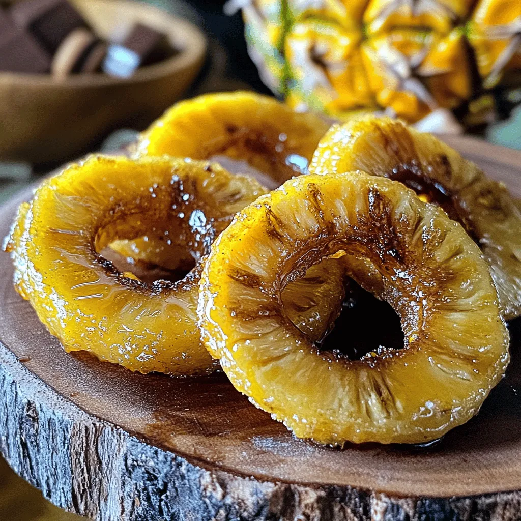 Frittierte Ananasringe sind ein köstlicher Snack, den ich sehr mag. Du brauchst einige einfache Zutaten. Für dieses frittierte Ananasringe Rezept benötigst du eine frische Ananas, Mehl, Kokosraspeln, Puderzucker, Zimt, Backpulver, Salz, ein Ei, Milch und Öl zum Frittieren. Optional kannst du Honig oder Schokoladensauce zum Servieren verwenden.