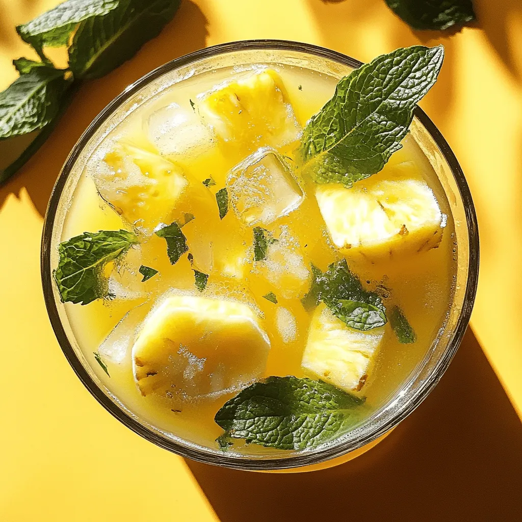 Für einen erfrischenden Zitronen-Ananas-Eistee benötigst du einige einfache Zutaten. Du brauchst vier Tassen Wasser, vier Teebeutel schwarzen Tee, eine Tasse frischen Ananassaft, eine Zitrone, zwei bis drei Esslöffel Honig oder Zucker und frische Minzblätter. Eiswürfel sind auch wichtig, um den Tee kühl zu servieren.