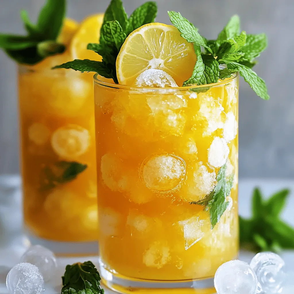 Um die einfache gefrorene Pfirsich-Limonade zuzubereiten, brauchst du nur einige frische Zutaten. Die Hauptzutaten sind vier reife Pfirsiche, frisch gepresster Zitronensaft, Wasser, Honig oder Agavensirup, Eiswürfel und eine Prise Salz. Diese Zutaten sorgen für einen fruchtigen Geschmack, der an heiße Sommertage erinnert.