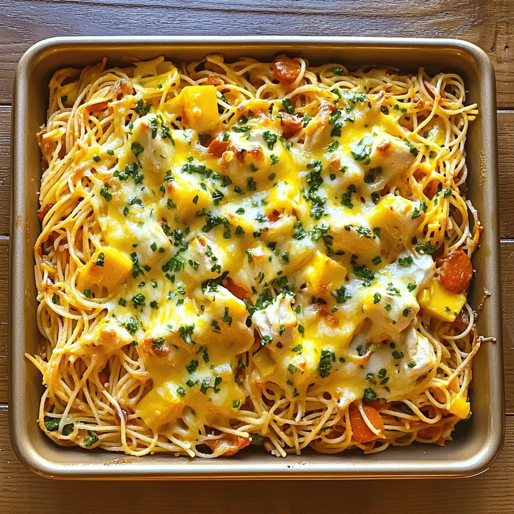Das Monterey Chicken Spaghetti Bake hat viele leckere Zutaten. Die Hauptzutaten sind Hähnchenbrust, Spaghetti, Paprika und Tomatensauce. Diese Kombination macht das Gericht besonders schmackhaft und nahrhaft.