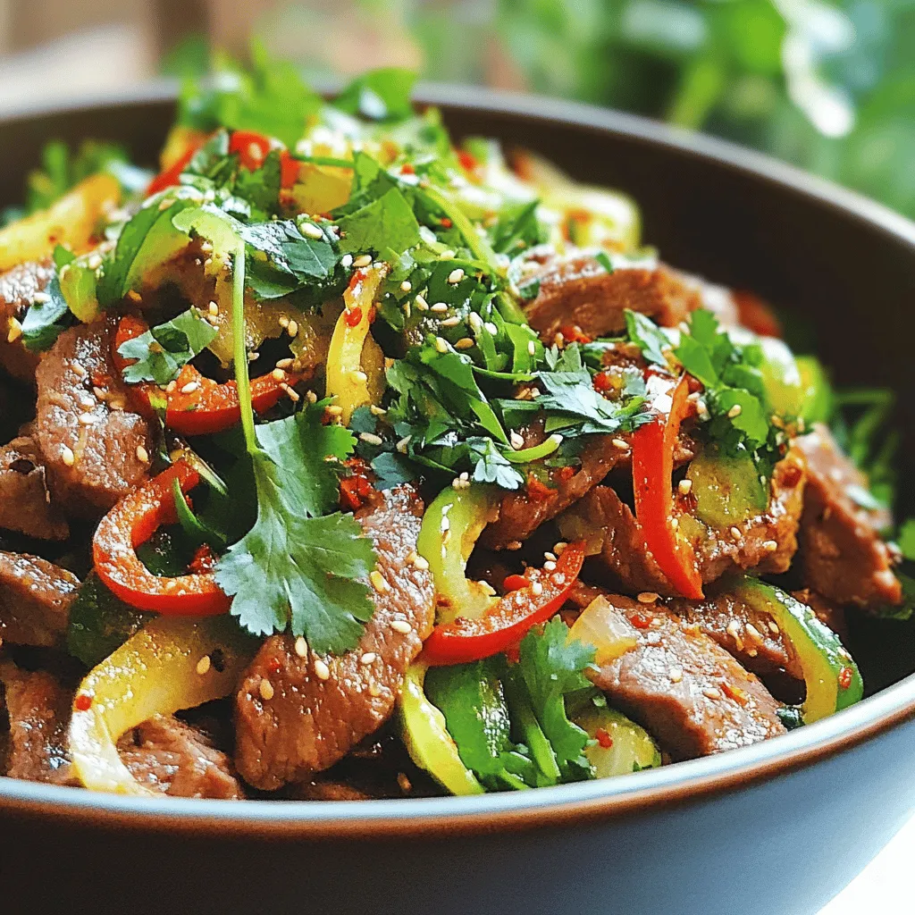 Um ein leckeres Low-Carb Rindfleisch und Kohl Stir-Fry zuzubereiten, brauchst du einige frische Zutaten. Dazu zählen 500 g Rinderhackfleisch, ein halber Kopf grüner Kohl, eine große Zwiebel, zwei Knoblauchzehen und eine rote Paprika. Du benötigst auch Sojasauce, Sesamöl, Olivenöl, Ingwer, Chiliflocken, Salz und Pfeffer. Frischer Koriander rundet das Gericht ab.