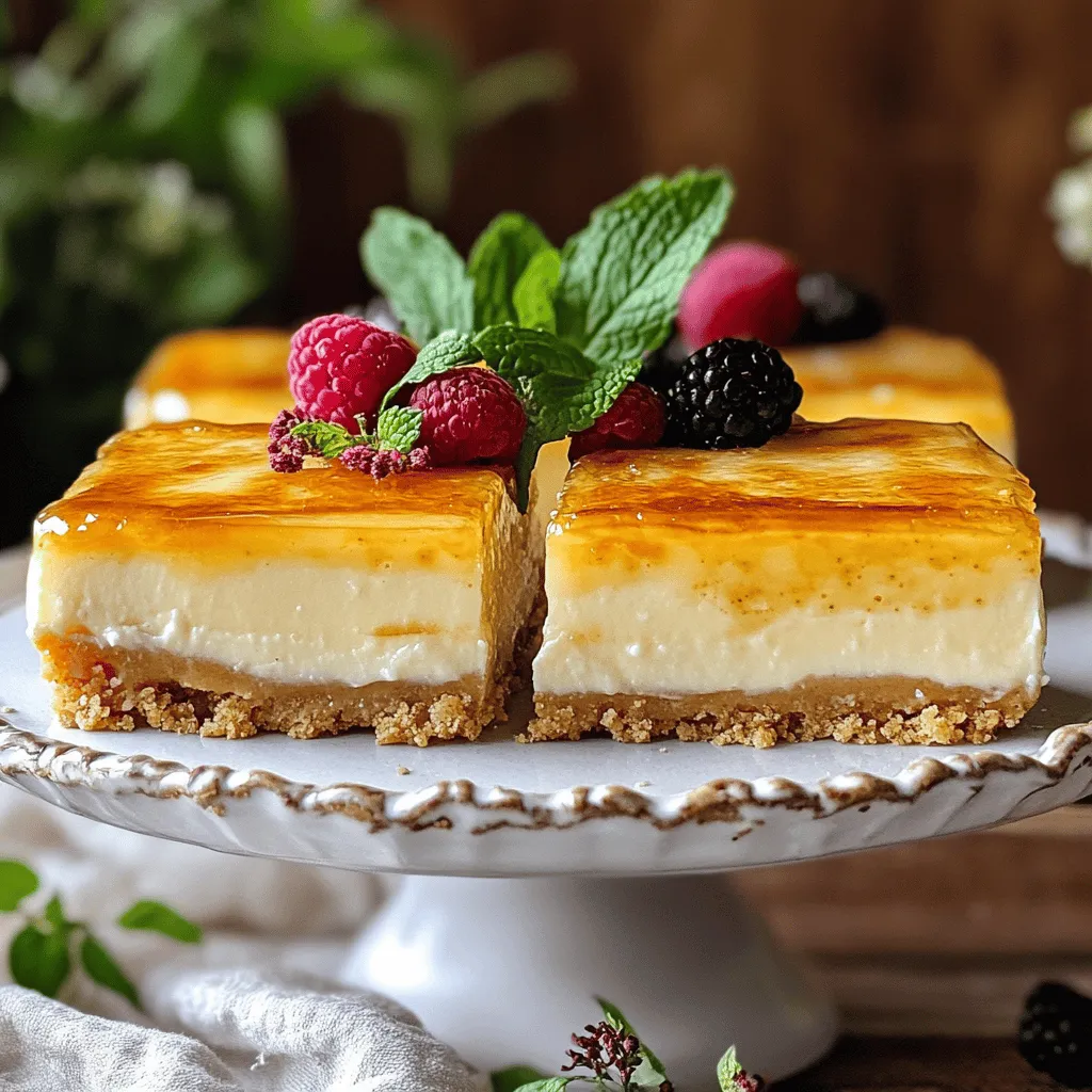 Für die perfekten Crème Brûlée Cheesecake Bars braucht man einfache, frische Zutaten. Beginne mit 200 g zerbröselten Keksen. Butterkekse oder Vollkornkekse sind ideal. Du benötigst auch 80 g geschmolzene Butter. Der Frischkäse ist das Herzstück, also nimm 450 g. Zucker, Eier, Vanilleextrakt, Sahne, Maisstärke und eine Prise Salz fehlen auch nicht. Vergiss nicht 2-3 Esslöffel Zucker zum Karamellisieren.