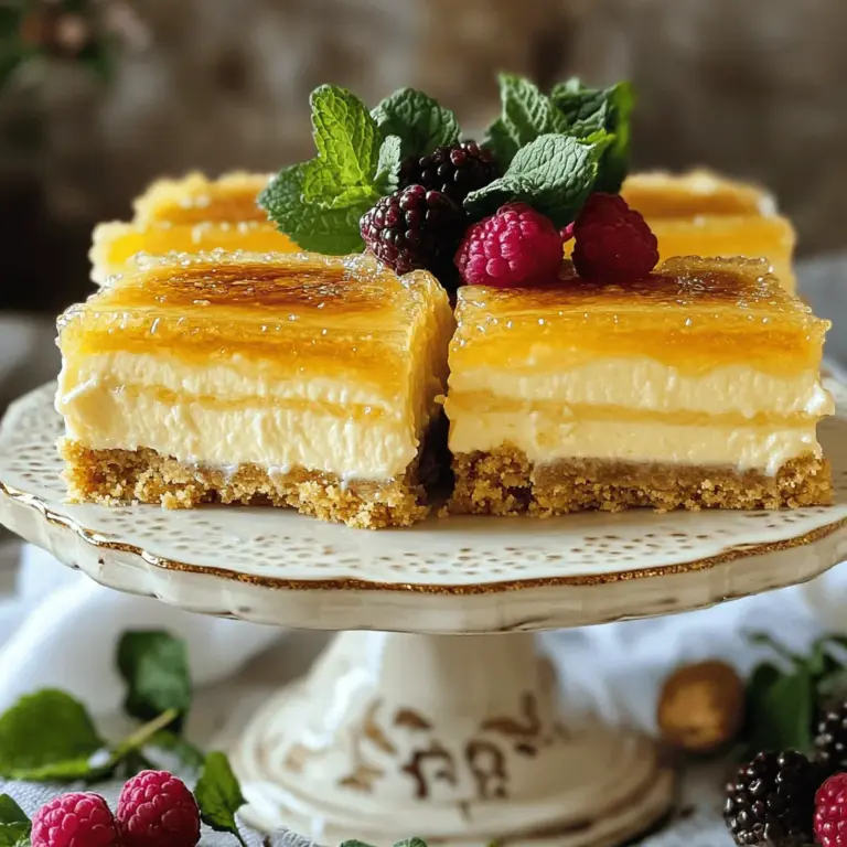 Für die perfekten Crème Brûlée Cheesecake Bars braucht man einfache, frische Zutaten. Beginne mit 200 g zerbröselten Keksen. Butterkekse oder Vollkornkekse sind ideal. Du benötigst auch 80 g geschmolzene Butter. Der Frischkäse ist das Herzstück, also nimm 450 g. Zucker, Eier, Vanilleextrakt, Sahne, Maisstärke und eine Prise Salz fehlen auch nicht. Vergiss nicht 2-3 Esslöffel Zucker zum Karamellisieren.