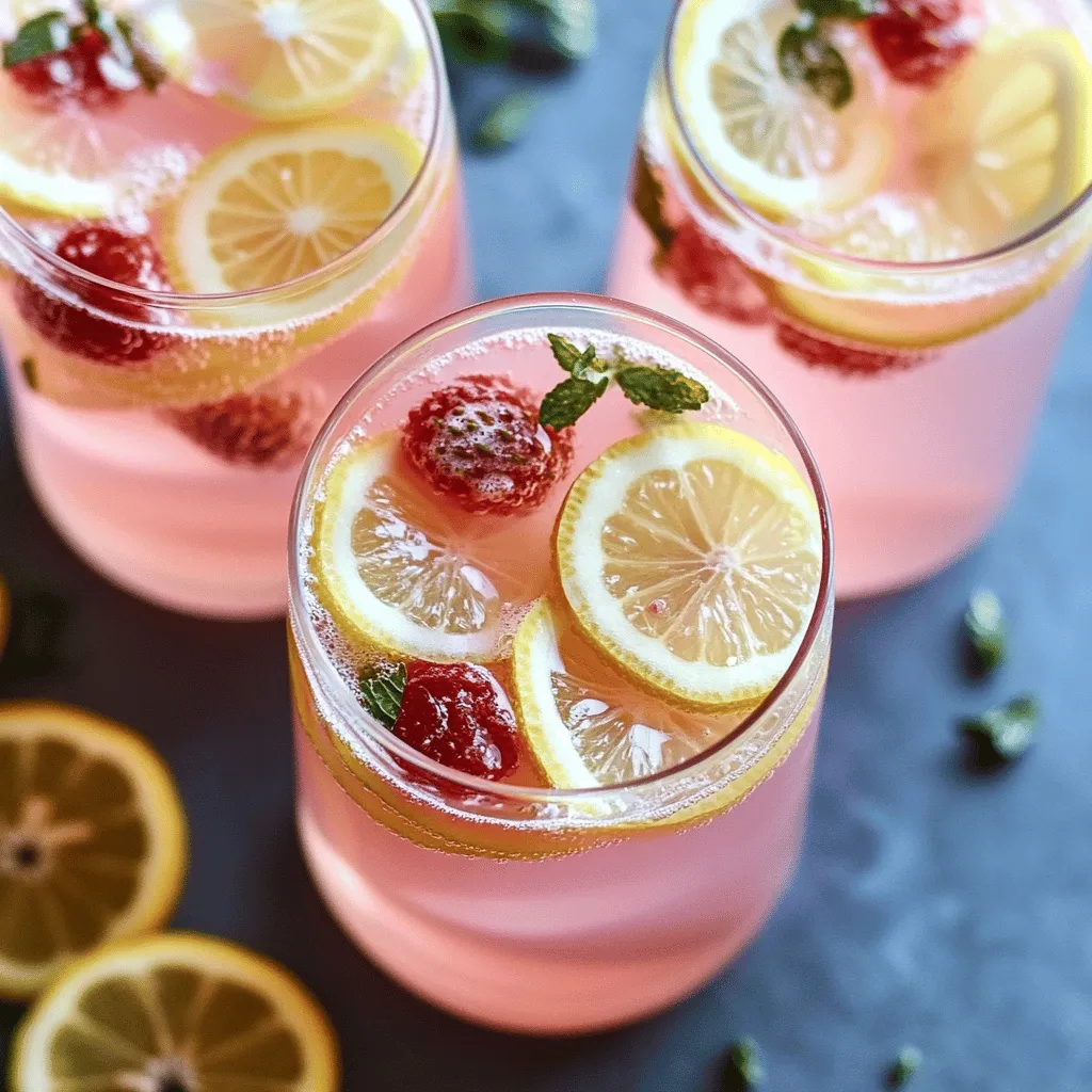Um Wolkenweich Pink Lemonade zu machen, brauchen Sie einige einfache Zutaten. Diese sind frisch gepresster Zitronensaft, Wasser, Zucker, Erdbeeren, kohlensäurehaltiges Wasser, Schlagsahne, und Vanilleextrakt. Die frischen Zutaten machen das Getränk besonders lecker und gesund.