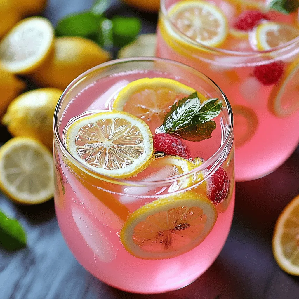 Um Wolkenweich Pink Lemonade zu machen, brauchen Sie einige einfache Zutaten. Diese sind frisch gepresster Zitronensaft, Wasser, Zucker, Erdbeeren, kohlensäurehaltiges Wasser, Schlagsahne, und Vanilleextrakt. Die frischen Zutaten machen das Getränk besonders lecker und gesund.