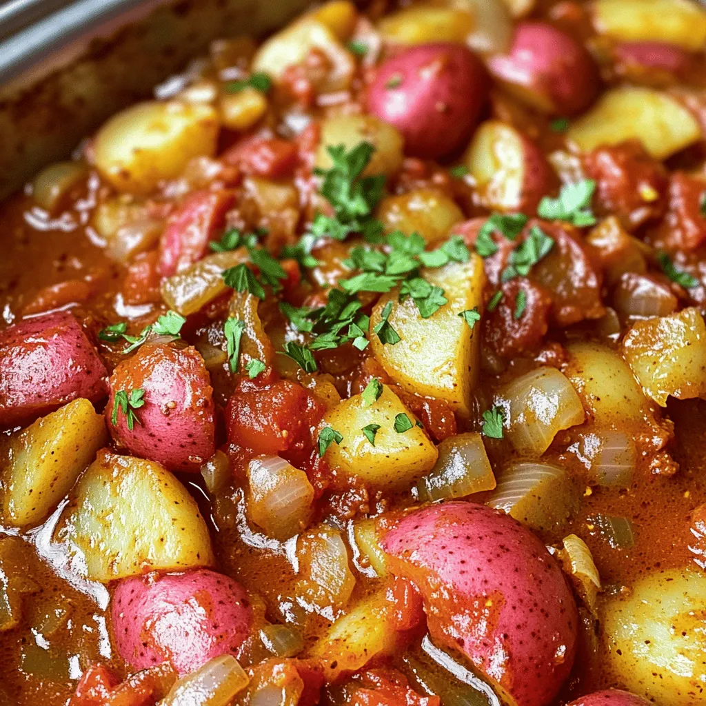 Das Saucy Hungarian Red Potato Goulash hat einige wichtige Bestandteile. Die Hauptzutat sind rote Kartoffeln. Sie geben dem Gulasch einen tollen Geschmack und eine schöne Textur. Rote Kartoffeln sind festkochend. Sie bleiben beim Kochen stabil und machen das Gericht herzhaft.