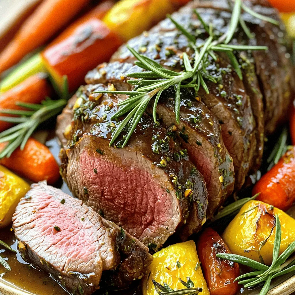 - Rinderfilet (900-1350 g) - Ungesalzene Butter (115 g) - Knoblauch (4 Zehen, gehackt) - Frischer Rosmarin (2 Esslöffel, fein gehackt) - Frischer Thymian (2 Esslöffel, fein gehackt) - Frische Petersilie (1 Esslöffel, fein gehackt) - Olivenöl (1 Esslöffel) - Rinderbrühe (480 ml) - Dijon-Senf (1 Esslöffel) Für dieses Rezept brauche ich ein gutes Rinderfilet. Am besten ist, wenn es frisch und von hoher Qualität ist. Das macht den Unterschied. Ungesalzene Butter gibt der Kräuterbutter den perfekten Geschmack. Ich benutze frischen Knoblauch, um das Aroma zu verstärken. Die Kräuter sind wichtig. Rosmarin, Thymian und Petersilie bringen frische Aromen. Diese Kräuter harmonieren gut mit dem Rindfleisch. Ich hacke sie fein, damit sie gut in die Butter einziehen. Olivenöl hilft, das Fleisch zu braten. Es hat einen guten Geschmack und gibt der Kruste eine schöne Farbe. Rinderbrühe sorgt für eine schmackhafte Soße. Dijon-Senf bringt eine leichte Schärfe und Tiefe. Wenn du mehr über die Zubereitung erfahren möchtest, schau dir das vollständige Rezept an. - Ofen vorheizen auf 220°C. - Kräuterbutter zubereiten. Heizen Sie zuerst den Ofen auf 220°C vor. So wird das Rinderfilet gleichmäßig gar. Für die Kräuterbutter nehmen Sie eine Schüssel. Mischen Sie die weiche Butter mit gehacktem Knoblauch, Rosmarin, Thymian, Petersilie, Dijon-Senf, Salz und Pfeffer. Rühren Sie alles gut, bis die Mischung gleichmäßig ist. - Filet gut abtrocknen und würzen. - Kräuterbutter auftragen. Nehmen Sie das Rinderfilet und tupfen Sie es mit einem Küchentuch trocken. Dies hilft, das Fleisch gut zu braten. Reiben Sie dann das Filet mit Olivenöl ein und würzen Sie es großzügig mit Salz und Pfeffer. Tragen Sie nun die Hälfte der Kräuterbutter gleichmäßig auf das Filet auf. Achten Sie darauf, dass das Fleisch gut bedeckt ist. Die restliche Kräuterbutter beiseitelegen. - Anbraten in einer ofenfesten Pfanne. - Rösten im vorgeheizten Ofen. Erhitzen Sie etwas Olivenöl in einer großen, ofenfesten Pfanne bei mittlerer Hitze. Fügen Sie das Rinderfilet hinzu und braten Sie es von allen Seiten an. Sie sollten eine schöne goldbraune Kruste sehen. Dies dauert etwa 3-4 Minuten pro Seite. Danach geben Sie die Pfanne in den vorgeheizten Ofen. Rösten Sie das Filet für 25-30 Minuten. Die Kerntemperatur sollte 57°C für medium-rare oder 63°C für medium erreichen. Überprüfen Sie die Temperatur mit einem Fleischthermometer. Alle 10 Minuten die Pfanne herausnehmen und das Filet mit der restlichen Kräuterbutter begießen. So bleibt das Fleisch saftig und voller Geschmack. Um die Kräuterbutter perfekt zu machen, können Sie verschiedene Kräuter probieren. Rosmarin und Thymian sind großartig, aber auch Oregano oder Estragon können gut schmecken. Fügen Sie auch etwas Zwiebel oder frische Zitronenschale hinzu. Die Zwiebel bringt einen schönen Biss, während die Zitrone Frische und Tiefe hinzufügt. Medium-rare ist ideal für Rinderfilet. Es hat eine schöne rosa Farbe innen. Für medium sollten Sie bis zu 63°C gehen. Ein Fleischthermometer ist wichtig. Stecken Sie es in die dickste Stelle, um die genaue Temperatur zu messen. Schneiden Sie das Rinderfilet in Medaillons. Anrichten können Sie sie fächerförmig auf einer warmen Platte. Garnieren Sie mit frischen Kräutern. Servieren Sie dazu saisonales Gemüse oder Kartoffelbrei. Diese Beilagen passen perfekt zu dem zarten Fleisch. Sie können alle Details und Schritte in unserem [Full Recipe] finden. {{image_4}} Es gibt viele Wege, Kräuterbutter zu variieren. Ich liebe die mediterrane Kräuterbutter. Diese Mischung bringt frischen Geschmack. Sie verwenden einfach: - 115 g ungesalzene Butter - 2 Esslöffel gehackte frische Basilikumblätter - 2 Esslöffel gehackte Oreganoblätter - 4 Knoblauchzehen, gehackt - Salz und Pfeffer nach Geschmack Mischen Sie alles gut. Diese Butter passt perfekt zu Ihrem Rinderfilet. Eine andere spannende Variante ist die scharfe Kräuterbutter mit Chili. Diese gibt dem Gericht einen Kick. Hier sind die Zutaten: - 115 g ungesalzene Butter - 4 Knoblauchzehen, gehackt - 1-2 frische rote Chilis, fein gehackt - 2 Esslöffel frischer Thymian, fein gehackt - Salz und Pfeffer nach Geschmack Vermengen Sie alles gut und genießen Sie die Schärfe! Die richtigen Beilagen machen das Gericht noch besser. Ich empfehle saisonales Gemüse. Braten Sie zum Beispiel grüne Bohnen oder Karotten. Diese passen gut zum Rinderfilet. Kartoffelbrei ist eine klassische Beilage. Er ist cremig und lecker. Alternativ können Sie Rösti servieren. Rösti sind knusprige Kartoffel-Puffer. Sie bringen eine besondere Textur in das Gericht. Rotwein passt hervorragend zu Rinderfilet. Ein kräftiger Cabernet Sauvignon ist eine gute Wahl. Er ergänzt den Geschmack von Fleisch und Kräuterbutter. Für etwas Erfrischendes probieren Sie Cocktails. Ein spritziger Gin Tonic bringt Frische. Auch ein klassischer Mojito mit Minze passt gut. Der Mix aus Kräutern und Zitrus ist perfekt. <strong>Kühlschranklagerung</strong> Lagern Sie das Rinderfilet im Kühlschrank. Wickeln Sie es in Frischhaltefolie. Dies schützt das Fleisch vor Luft und Feuchtigkeit. Halten Sie die Temperatur bei 0-4 Grad Celsius. So bleibt es frisch. Verwenden Sie das Filet innerhalb von drei bis fünf Tagen. <strong>Tiefkühlen für lange Haltbarkeit</strong> Wenn Sie das Rinderfilet länger aufbewahren möchten, frieren Sie es ein. Wickeln Sie es fest in Folie ein und legen Sie es in einen Gefrierbeutel. Drücken Sie die Luft heraus, um Gefrierbrand zu vermeiden. So bleibt es bis zu sechs Monate gut. Denken Sie daran, es langsam im Kühlschrank aufzutauen. <strong>Verwendung in anderen Rezepten</strong> Die restliche Kräuterbutter ist sehr vielseitig. Nutzen Sie sie für Gemüse, Fisch oder Hähnchen. Sie können sie auch auf Brot streichen oder in Saucen mischen. Ihre frischen Aromen werden jedes Gericht aufpeppen. <strong>Haltbarkeit der Kräuterbutter</strong> Bewahren Sie die Kräuterbutter im Kühlschrank auf. In einem luftdichten Behälter bleibt sie etwa eine Woche frisch. Wenn Sie sie einfrieren, hält sie bis zu drei Monate. So haben Sie immer einen leckeren Zusatz zur Hand. <strong>Beste Methoden zum Aufwärmen</strong> Um Rinderfilet aufzuwärmen, nutzen Sie den Ofen. Stellen Sie die Temperatur auf 120 Grad Celsius ein. Wickeln Sie das Fleisch in Alufolie. So bleibt es saftig und zart. Erwärmen Sie es langsam für etwa 20 Minuten. <strong>Sicheres Aufwärmen von Fleisch</strong> Achten Sie darauf, dass das Fleisch gleichmäßig aufwärmt. Überprüfen Sie die Innentemperatur. Sie sollte mindestens 74 Grad Celsius betragen. So stellen Sie sicher, dass es sicher zu essen ist. Genießen Sie Ihre Reste mit der gleichen Freude wie beim ersten Mal! Lassen Sie das Rinderfilet nach dem Garen etwa 10 Minuten ruhen. Diese Ruhezeit lässt den Saft im Fleisch sich setzen. Wenn das Fleisch ruht, bleibt es zart und saftig. Ein ruhendes Filet wird besser schmecken. Sie können es locker mit Alufolie abdecken, um die Wärme zu halten. Die ideale Kerntemperatur für Rinderfilet variiert je nach Gargrad. Für medium-rare sollten Sie 57°C anstreben. Für medium liegt die optimale Temperatur bei 63°C. Verwenden Sie ein Fleischthermometer, um sicherzustellen, dass Sie die richtige Temperatur erreichen. So bleibt das Fleisch zart und saftig. Suchen Sie nach hochwertigem Rinderfilet in einem lokalen Metzger. Fragen Sie nach Fleisch aus der Region oder von Bio-Höfen. Diese Optionen sind oft frischer und geschmackvoller. Online können Sie auch bei spezialisierten Fleischhändlern bestellen. Achten Sie auf Kundenbewertungen, um die beste Qualität zu finden. Zusammenfassend haben wir die besten Zutaten für ein Rinderfilet besprochen. Du hast gelernt, wie man das Fleisch richtig vorbereitet, brät und röstet. Tipps zur perfekten Kräuterbutter und zu Garzeiten helfen dir, das Gericht zu verfeinern. Denke auch an passende Beilagen und Getränke für ein tolles Essen. Mit diesen Informationen kannst du jetzt ein köstliches Rinderfilet zubereiten und deine Gäste beeindrucken. Viel Spaß beim Kochen!” /></p>
</p>
<h2>Variationen</h2>
</p>
<h3>Alternative Kräuterbutter-Rezepte</h3>
</p>
<p>Es gibt viele Wege, Kräuterbutter zu variieren. Ich liebe die mediterrane Kräuterbutter. Diese Mischung bringt frischen Geschmack. Sie verwenden einfach:</p>
</p>
<p>– 115 g ungesalzene Butter</p>
<p>– 2 Esslöffel gehackte frische Basilikumblätter</p>
<p>– 2 Esslöffel gehackte Oreganoblätter</p>
<p>– 4 Knoblauchzehen, gehackt</p>
<p>– Salz und Pfeffer nach Geschmack</p>
</p>
<p>Mischen Sie alles gut. Diese Butter passt perfekt zu Ihrem Rinderfilet.</p>
</p>
<p>Eine andere spannende Variante ist die scharfe Kräuterbutter mit Chili. Diese gibt dem Gericht einen Kick. Hier sind die Zutaten:</p>
</p>
<p>– 115 g ungesalzene Butter</p>
<p>– 4 Knoblauchzehen, gehackt</p>
<p>– 1-2 frische rote Chilis, fein gehackt</p>
<p>– 2 Esslöffel frischer Thymian, fein gehackt</p>
<p>– Salz und Pfeffer nach Geschmack</p>
</p>
<p>Vermengen Sie alles gut und genießen Sie die Schärfe!</p>
</p>
<h3>Beilagenoptionen</h3>
</p>
<p>Die richtigen Beilagen machen das Gericht noch besser. Ich empfehle saisonales Gemüse. Braten Sie zum Beispiel grüne Bohnen oder Karotten. Diese passen gut zum Rinderfilet.</p>
</p>
<p>Kartoffelbrei ist eine klassische Beilage. Er ist cremig und lecker. Alternativ können Sie Rösti servieren. Rösti sind knusprige Kartoffel-Puffer. Sie bringen eine besondere Textur in das Gericht.</p>
</p>
<h3>Getränke Pairing</h3>
</p>
<p>Rotwein passt hervorragend zu Rinderfilet. Ein kräftiger Cabernet Sauvignon ist eine gute Wahl. Er ergänzt den Geschmack von Fleisch und Kräuterbutter.</p>
</p>
<p>Für etwas Erfrischendes probieren Sie Cocktails. Ein spritziger Gin Tonic bringt Frische. Auch ein klassischer Mojito mit Minze passt gut. Der Mix aus Kräutern und Zitrus ist perfekt.</p>
</p>
</p>
<h2>Lagerinformationen</h2>
</p>
<h3>Rinderfilet richtig lagern</h3>
</p>
<p><strong>Kühlschranklagerung</strong></p>
<p>Lagern Sie das Rinderfilet im Kühlschrank. Wickeln Sie es in Frischhaltefolie. Dies schützt das Fleisch vor Luft und Feuchtigkeit. Halten Sie die Temperatur bei 0-4 Grad Celsius. So bleibt es frisch. Verwenden Sie das Filet innerhalb von drei bis fünf Tagen.</p>
</p>
<p><strong>Tiefkühlen für lange Haltbarkeit</strong></p>
<p>Wenn Sie das Rinderfilet länger aufbewahren möchten, frieren Sie es ein. Wickeln Sie es fest in Folie ein und legen Sie es in einen Gefrierbeutel. Drücken Sie die Luft heraus, um Gefrierbrand zu vermeiden. So bleibt es bis zu sechs Monate gut. Denken Sie daran, es langsam im Kühlschrank aufzutauen.</p>
</p>
<h3>Übrige Kräuterbutter verwenden</h3>
</p>
<p><strong>Verwendung in anderen Rezepten</strong></p>
<p>Die restliche Kräuterbutter ist sehr vielseitig. Nutzen Sie sie für Gemüse, Fisch oder Hähnchen. Sie können sie auch auf Brot streichen oder in Saucen mischen. Ihre frischen Aromen werden jedes Gericht aufpeppen.</p>
</p>
<p><strong>Haltbarkeit der Kräuterbutter</strong></p>
<p>Bewahren Sie die Kräuterbutter im Kühlschrank auf. In einem luftdichten Behälter bleibt sie etwa eine Woche frisch. Wenn Sie sie einfrieren, hält sie bis zu drei Monate. So haben Sie immer einen leckeren Zusatz zur Hand.</p>
</p>
<h3>Aufwärmen von Resten</h3>
</p>
<p><strong>Beste Methoden zum Aufwärmen</strong></p>
<p>Um Rinderfilet aufzuwärmen, nutzen Sie den Ofen. Stellen Sie die Temperatur auf 120 Grad Celsius ein. Wickeln Sie das Fleisch in Alufolie. So bleibt es saftig und zart. Erwärmen Sie es langsam für etwa 20 Minuten.</p>
</p>
<p><strong>Sicheres Aufwärmen von Fleisch</strong></p>
<p>Achten Sie darauf, dass das Fleisch gleichmäßig aufwärmt. Überprüfen Sie die Innentemperatur. Sie sollte mindestens 74 Grad Celsius betragen. So stellen Sie sicher, dass es sicher zu essen ist. Genießen Sie Ihre Reste mit der gleichen Freude wie beim ersten Mal!</p>
</p>
<h2>FAQs</h2>
</p>
<h3>Wie lange sollte ich das Rinderfilet ruhen lassen?</h3>
<p>Lassen Sie das Rinderfilet nach dem Garen etwa 10 Minuten ruhen. Diese Ruhezeit lässt den Saft im Fleisch sich setzen. Wenn das Fleisch ruht, bleibt es zart und saftig. Ein ruhendes Filet wird besser schmecken. Sie können es locker mit Alufolie abdecken, um die Wärme zu halten.</p>
</p>
<h3>Was ist die beste Temperatur für Rinderfilet?</h3>
<p>Die ideale Kerntemperatur für Rinderfilet variiert je nach Gargrad. Für medium-rare sollten Sie 57°C anstreben. Für medium liegt die optimale Temperatur bei 63°C. Verwenden Sie ein Fleischthermometer, um sicherzustellen, dass Sie die richtige Temperatur erreichen. So bleibt das Fleisch zart und saftig.</p>
</p>
<h3>Wo kann ich qualitativ hochwertiges Rinderfilet kaufen?</h3>
<p>Suchen Sie nach hochwertigem Rinderfilet in einem lokalen Metzger. Fragen Sie nach Fleisch aus der Region oder von Bio-Höfen. Diese Optionen sind oft frischer und geschmackvoller. Online können Sie auch bei spezialisierten Fleischhändlern bestellen. Achten Sie auf Kundenbewertungen, um die beste Qualität zu finden.</p>
</p>
<p>Zusammenfassend haben wir die besten Zutaten für ein Rinderfilet besprochen. Du hast gelernt, wie man das Fleisch richtig vorbereitet, brät und röstet. Tipps zur perfekten Kräuterbutter und zu Garzeiten helfen dir, das Gericht zu verfeinern. Denke auch an passende Beilagen und Getränke für ein tolles Essen. Mit diesen Informationen kannst du jetzt ein köstliches Rinderfilet zubereiten und deine Gäste beeindrucken. Viel Spaß beim Kochen!</p>
</div>