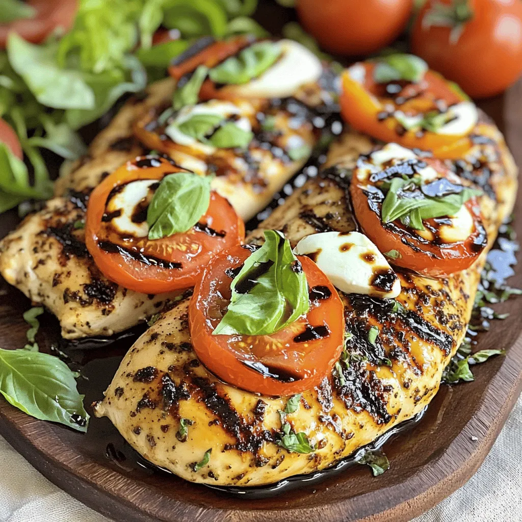 - 4 Hähnchenbrustfilets - 2 große Tomaten, in Scheiben geschnitten - 200 g frischer Mozzarella, in Scheiben geschnitten - 1 Bund frischer Basilikum