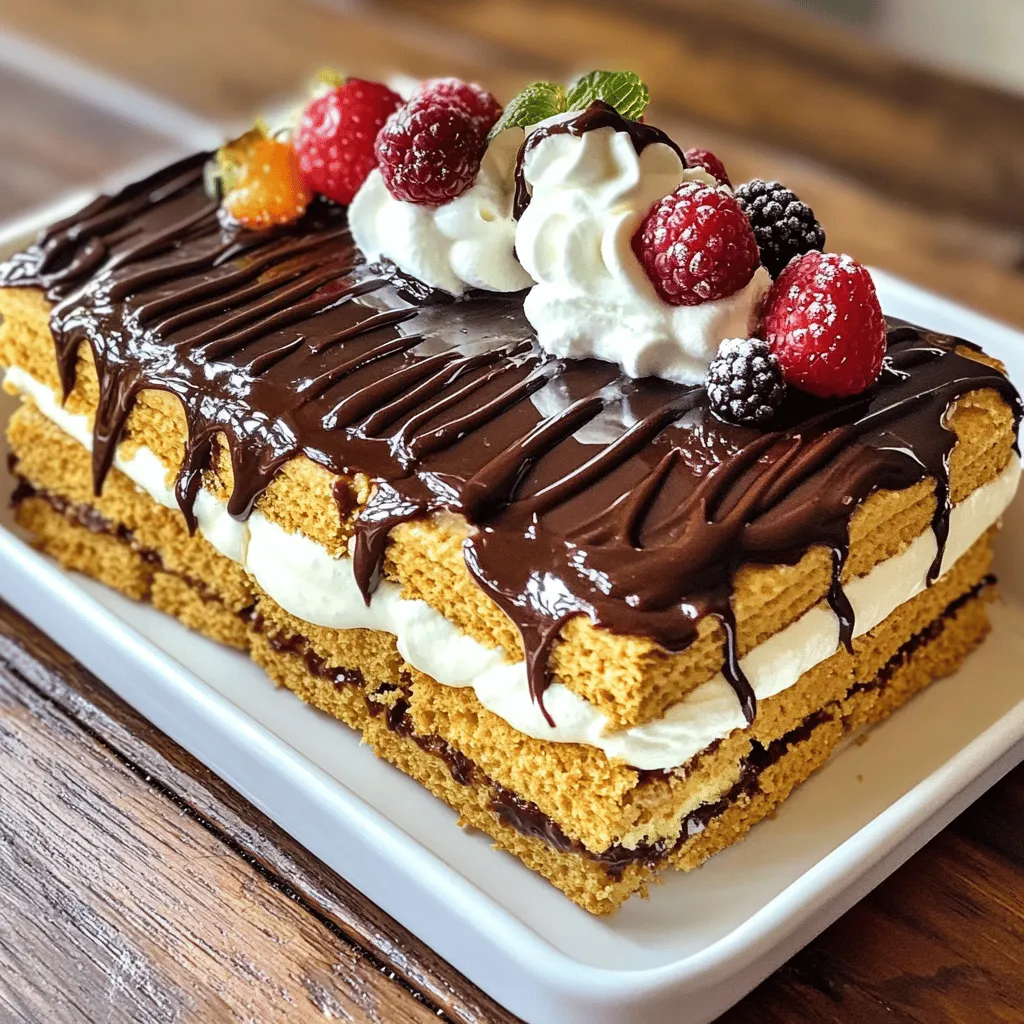 - Instant Vanillepudding (2 Packungen) - Milch (4 Tassen) - Graham Crackers (1 Packung) - Schlagsahne (1 Behälter, 8 Unzen)
