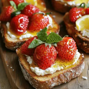 - 250 g frische Erdbeeren - 200 g Ricotta - 4 Scheiben Vollkornbrot