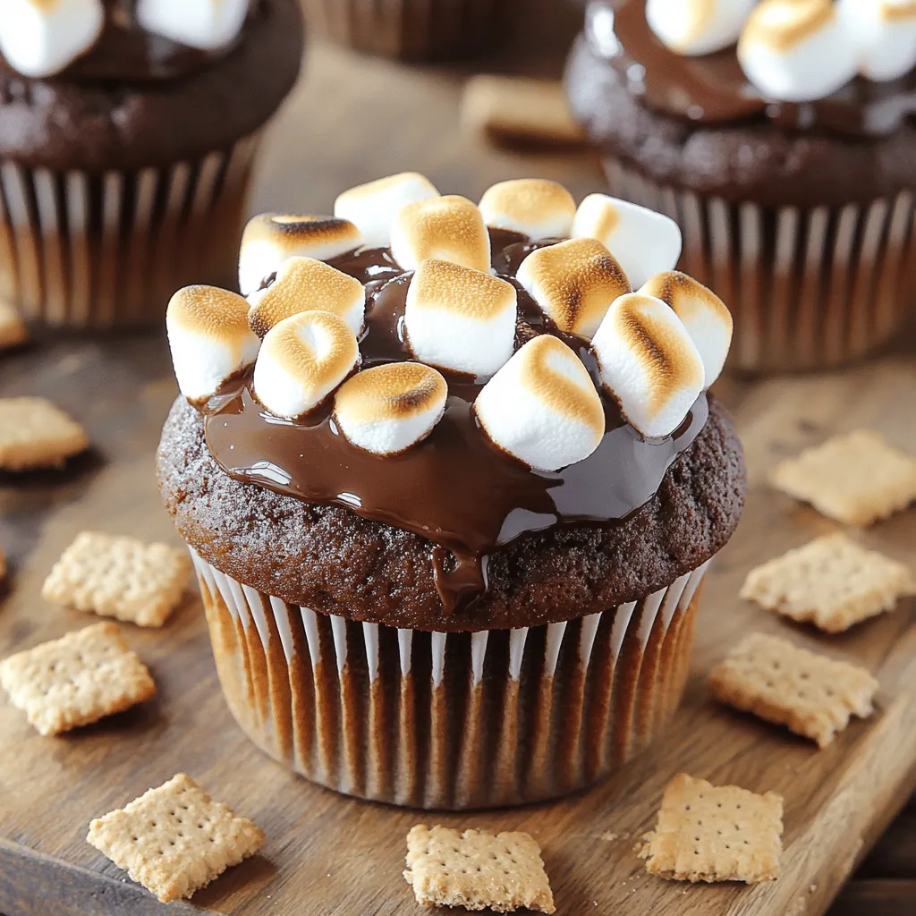 Um leckere S'mores Cupcakes zu machen, brauchst du folgende Zutaten: - 1 Tasse Mehl - 1 Tasse Graham-Cracker-Brösel - 1/2 Tasse ungesüßtes Kakaopulver - 1 Teelöffel Backpulver - 1/2 Teelöffel Natron - 1/4 Teelöffel Salz - 1/2 Tasse ungesalzene Butter, weich - 1 Tasse Zucker - 2 große Eier - 1 Teelöffel Vanilleextrakt - 1 Tasse Milch - 1/2 Tasse Mini-Marshmallows - 1/2 Tasse Schokoladenstückchen - 1/2 Tasse Mini-Marshmallows für das Topping - 1/4 Tasse Schokoladensauce zum Beträufeln