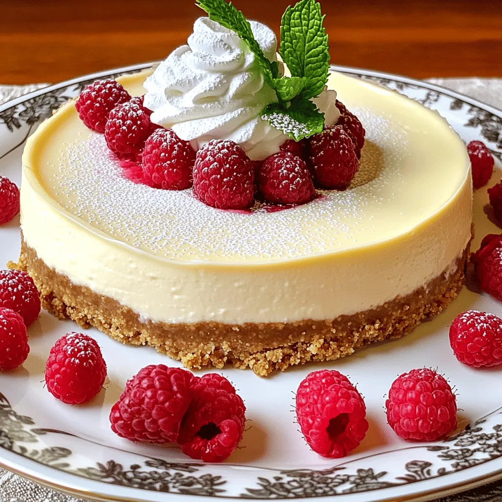 - 200 g Butterkekse - 100 g geschmolzene Butter - 400 g Frischkäse - 150 g Zucker - 200 g weiße Schokolade - 3 große Eier - 200 g frische Himbeeren - 1 Teelöffel Vanilleextrakt