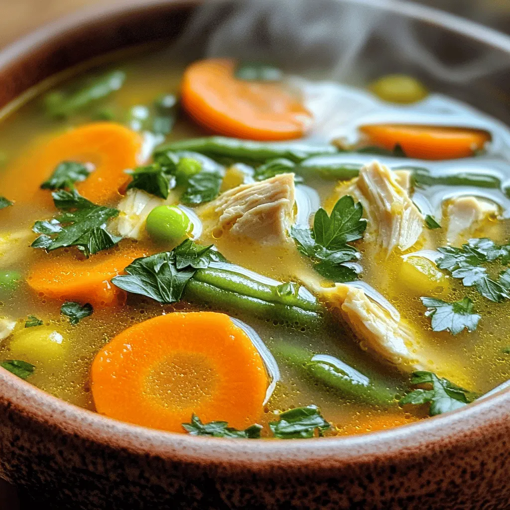 Die Hauptzutaten sind einfach und lecker. Sie bilden die Basis für eine großartige Hühnersuppe. Hier sind die Zutaten, die du brauchst: