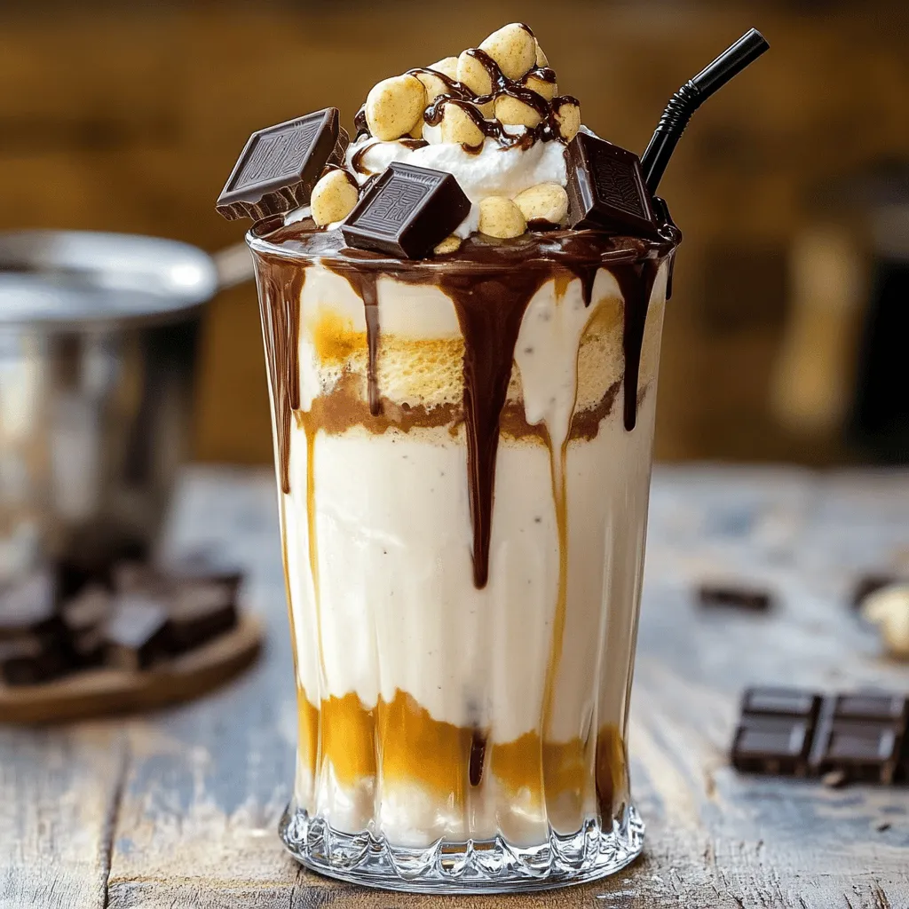 Um einen Snickers Milchshake einfach zuzubereiten, benötigen Sie einige Zutaten. Sie brauchen zwei große Kugeln Vanilleeis, eine Tasse Milch, drei Snickers-Riegel, zwei Esslöffel Erdnussbutter und einen Teelöffel Schokoladensirup. Für die Garnitur können Sie Schlagsahne und einige Erdnüsse verwenden.
