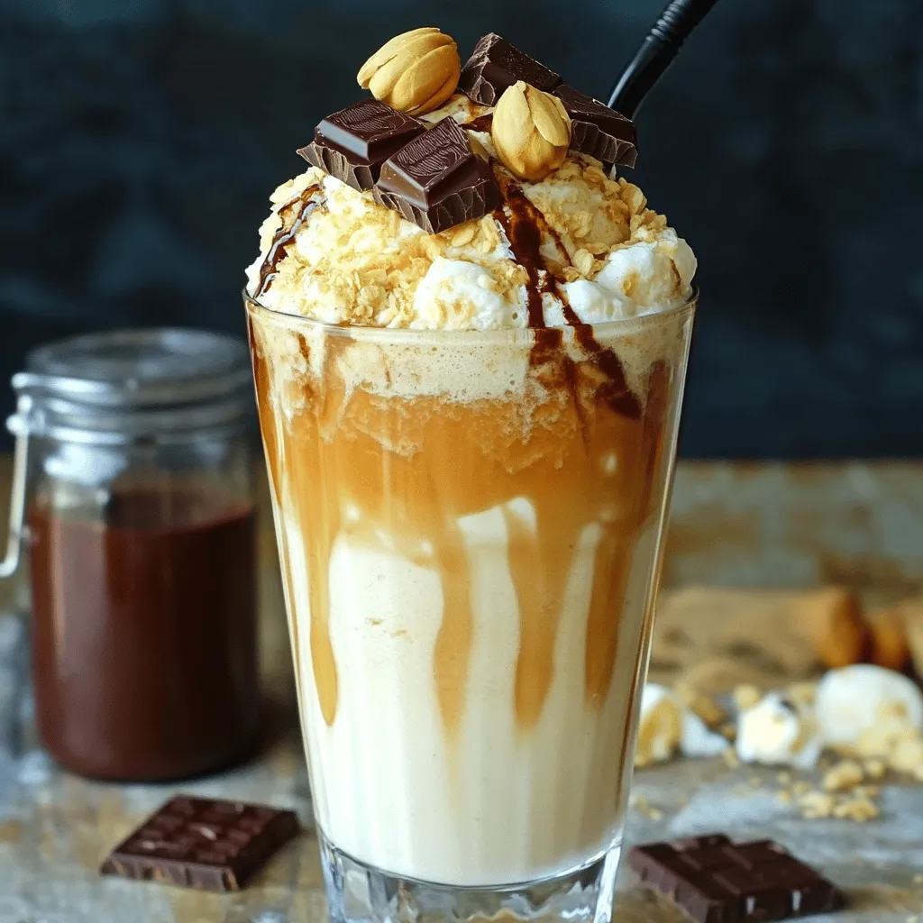 Um einen Snickers Milchshake einfach zuzubereiten, benötigen Sie einige Zutaten. Sie brauchen zwei große Kugeln Vanilleeis, eine Tasse Milch, drei Snickers-Riegel, zwei Esslöffel Erdnussbutter und einen Teelöffel Schokoladensirup. Für die Garnitur können Sie Schlagsahne und einige Erdnüsse verwenden.