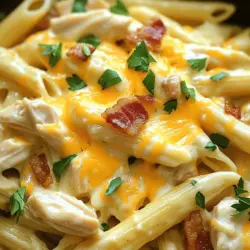 Für die cremige Hähnchen-Bacon-Ranch-Pasta benötigst du folgende Hauptzutaten: