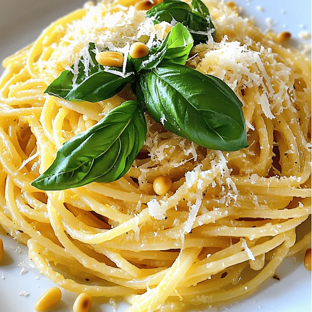 - 300g Spaghetti - 2 große Bio-Zitronen (Saft und Zesten) - 3 Knoblauchzehen, fein gehackt