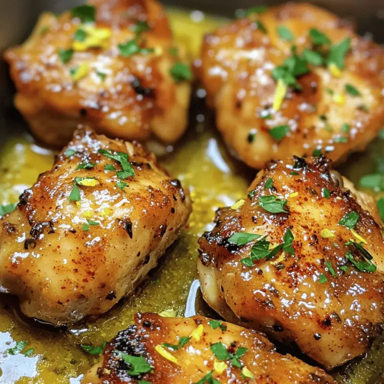 - 450 g Hähnchenbrust - 4 Esslöffel ungesalzene Butter - 6 Knoblauchzehen - 1 Teelöffel getrocknete italienische Kräuter - 1 Teelöffel Paprika - Salz und Pfeffer - Frische Petersilie - Abrieb von 1 Zitrone Wenn du Knoblauch-Butter-Hähnchenbissen machst, sind die Zutaten sehr wichtig. Du brauchst gute Hähnchenbrust, frischen Knoblauch und ungesalzene Butter. Diese drei Zutaten machen das Gericht besonders lecker. Die Hähnchenbrust ist zart und saftig. Wähle frische Brust, wenn du kannst. Die Butter gibt dem Essen einen tollen Geschmack. Der Knoblauch bringt viel Aroma. Zehn Zehen sind viel, aber sie machen das Gericht würzig. Die italienischen Kräuter geben den Hähnchenbissen einen zusätzlichen Kick. Paprika sorgt für eine schöne Farbe und einen milden Geschmack. Verpasse nicht die Garnierung! Frische Petersilie bringt Farbe und Geschmack. Der Zitronenabrieb gibt dem Gericht einen frischen Touch. Für das perfekte Ergebnis, achte darauf, alle Zutaten bereit zu haben. Du kannst alle Zutaten in einer Schüssel vermengen, um deine Marinade zu machen. So wird das Hähnchen gleichmäßig gewürzt. Wenn du die Zutaten so auswählst, wirst du ein tolles Gericht zaubern. Für das vollständige Rezept kannst du [Full Recipe] anschauen. Zuerst müssen wir das Hähnchen marinieren. Nehmen Sie eine große Schüssel. Fügen Sie die Hähnchenstücke hinzu. Streuen Sie Salz, Pfeffer, Paprika und die italienischen Kräuter darüber. Mischen Sie alles gut. So verteilen sich die Gewürze gleichmäßig. Lassen Sie das Hähnchen ein paar Minuten stehen, damit die Aromen einziehen. Jetzt kommt die Butter. Nehmen Sie eine große Pfanne und stellen Sie sie auf mittlere Hitze. Geben Sie die ungesalzene Butter hinein. Warten Sie, bis die Butter geschmolzen ist. Dann fügen Sie den fein gehackten Knoblauch hinzu. Braten Sie ihn etwa eine Minute an. Er sollte duften, aber nicht braun werden. Legen Sie die marinierten Hähnchenstücke in die Pfanne. Braten Sie sie für etwa 5-7 Minuten. Wenden Sie die Stücke regelmäßig. So werden sie gleichmäßig gar. Die Innentemperatur sollte 74°C erreichen. So ist das Hähnchen sicher zu essen. Wenn das Hähnchen gar ist, fügen Sie den Zitronenabrieb hinzu. Dies bringt einen frischen Geschmack. Rühren Sie alles gut um und erhitzen Sie es eine weitere Minute. So verbinden sich die Aromen. Nehmen Sie die Pfanne vom Herd. Richten Sie die Hähnchenbissen auf einem schönen Teller an. Garnieren Sie sie mit frisch gehackter Petersilie. Servieren Sie die Hähnchenbissen sofort. Sie sind köstlich und bereit zum Genießen. Für das vollständige Rezept schauen Sie sich die gesamte Anleitung an. Um den Geschmack zu verstärken, marinieren Sie das Hähnchen. Nutzen Sie die Gewürze gut. Eine Marinierungszeit von 30 Minuten bringt viel Geschmack. Wenn Sie Zeit haben, lassen Sie es länger ziehen. So ziehen die Aromen tief in das Hähnchen ein. Es gibt viele Möglichkeiten, Hähnchen zuzubereiten. Sie können es in der Pfanne braten oder im Backofen garen. Grillen ist eine tolle Alternative, die das Hähnchen rauchig macht. Wenn Sie die Pfanne nutzen, achten Sie darauf, die Hitze nicht zu hoch einzustellen. Dadurch bleibt das Hähnchen saftig. Ein häufiger Fehler ist, das Hähnchen zu lange zu braten. Es wird trocken, wenn es übergart ist. Achten Sie auf die Temperatur. Hähnchen sollte bei 74°C sein. Ein weiterer Tipp: Wenden Sie das Hähnchen regelmäßig. So wird es gleichmäßig goldbraun. Diese Tipps helfen, perfekte Hähnchenbissen zu zaubern. Für das vollständige Rezept schauen Sie sich die [Full Recipe] an. {{image_4}} Du kannst die Gewürze leicht anpassen. Verwende frische Kräuter wie Rosmarin oder Thymian. Diese Kräuter geben deinem Gericht mehr Geschmack. Wenn du es schärfer magst, füge etwas Cayennepfeffer hinzu. So wird dein Gericht lebhaft und spannend. Gemüse ist eine großartige Möglichkeit, mehr Nährstoffe hinzuzufügen. Probiere Zucchini, Paprika oder Brokkoli. Diese passen gut zu den Hähnchenbissen. Brate das Gemüse einfach in der Pfanne mit. So wird alles gleichzeitig gar und schmeckt toll. Wenn du kein Hähnchen magst, probiere Putenbrust. Diese ist mager und hat einen ähnlichen Geschmack. Du kannst auch Schweinefleisch verwenden, wenn du magst. Für eine vegetarische Option nimm Tofu oder Seitan. Diese nehmen die Aromen gut auf und sind lecker. Für das vollständige Rezept, sieh dir das Rezept für Knoblauch-Butter-Hähnchenbissen an. Um die Knoblauch-Butter-Hähnchenbissen frisch zu halten, lege sie in einen luftdichten Behälter. So bleiben sie saftig und geschmackvoll. Du kannst sie bis zu drei Tage im Kühlschrank aufbewahren. Achte darauf, sie abkühlen zu lassen, bevor du sie in den Kühlschrank stellst. Das verhindert Kondenswasser, das das Hähnchen weich macht. Wenn du mehr Hähnchenbissen hast, kannst du sie einfrieren. Lege die abgekühlten Stücke in einen gefriergeeigneten Behälter oder einen Gefrierbeutel. Achte darauf, die Luft herauszudrücken, um Gefrierbrand zu vermeiden. Die Hähnchenbissen halten sich bis zu drei Monate im Gefrierfach. Um sie wieder aufzutauen, lege sie über Nacht in den Kühlschrank. Du kannst sie auch in der Mikrowelle auftauen. Erhitze sie dann in einer Pfanne bei mittlerer Hitze, bis sie warm sind. So bleiben sie lecker und zart. Die Zubereitung dauert insgesamt 25 Minuten. Die Vorbereitungszeit ist 15 Minuten. Das Kochen selbst nimmt etwa 10 Minuten in Anspruch. Das Hähnchen wird schnell gar. So bleibt es saftig und lecker. Ja, frischer Knoblauch ist eine tolle Wahl. Er hat einen starken, klaren Geschmack. Frischer Knoblauch kann jedoch schneller verbrennen als getrockneter. Achte darauf, ihn nicht zu lange zu braten. Ein Vorteil ist der stärkere Geschmack. Es gibt viele leckere Beilagen. Hier sind einige beliebte Optionen: - Reis: Einfache Beilage, die gut passt. - Gemüse: Gedünstetes oder gegrilltes Gemüse ist gesund. - Salat: Ein frischer grüner Salat bringt Farbe. - Kartoffeln: Püree oder Bratkartoffeln sind immer ein Hit. Diese Beilagen ergänzen die Hähnchenbissen perfekt. Du kannst sie nach deinem Geschmack wählen. Wenn du mehr über das Rezept erfahren möchtest, schaue dir das Full Recipe an. In diesem Artikel habe ich dir das Rezept für knusprige Knoblauch-Butter-Hähnchenbissen vorgestellt. Wir haben die Hauptzutaten, die Zubereitung, Tipps und Variationen besprochen. Diese Schritte helfen dir, die perfekten Hähnchenbissen zu machen. Denke daran, mit Gewürzen zu experimentieren und frisches Gemüse hinzuzufügen. Lagerung und Tipps zur Aufbewahrung sind ebenfalls wichtig, um die Mahlzeit frisch zu halten. Probiere das Rezept aus und teile deine Ergebnisse!