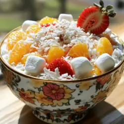 Um einen leckeren Ambrosia Salad zu machen, brauchst du diese Zutaten: