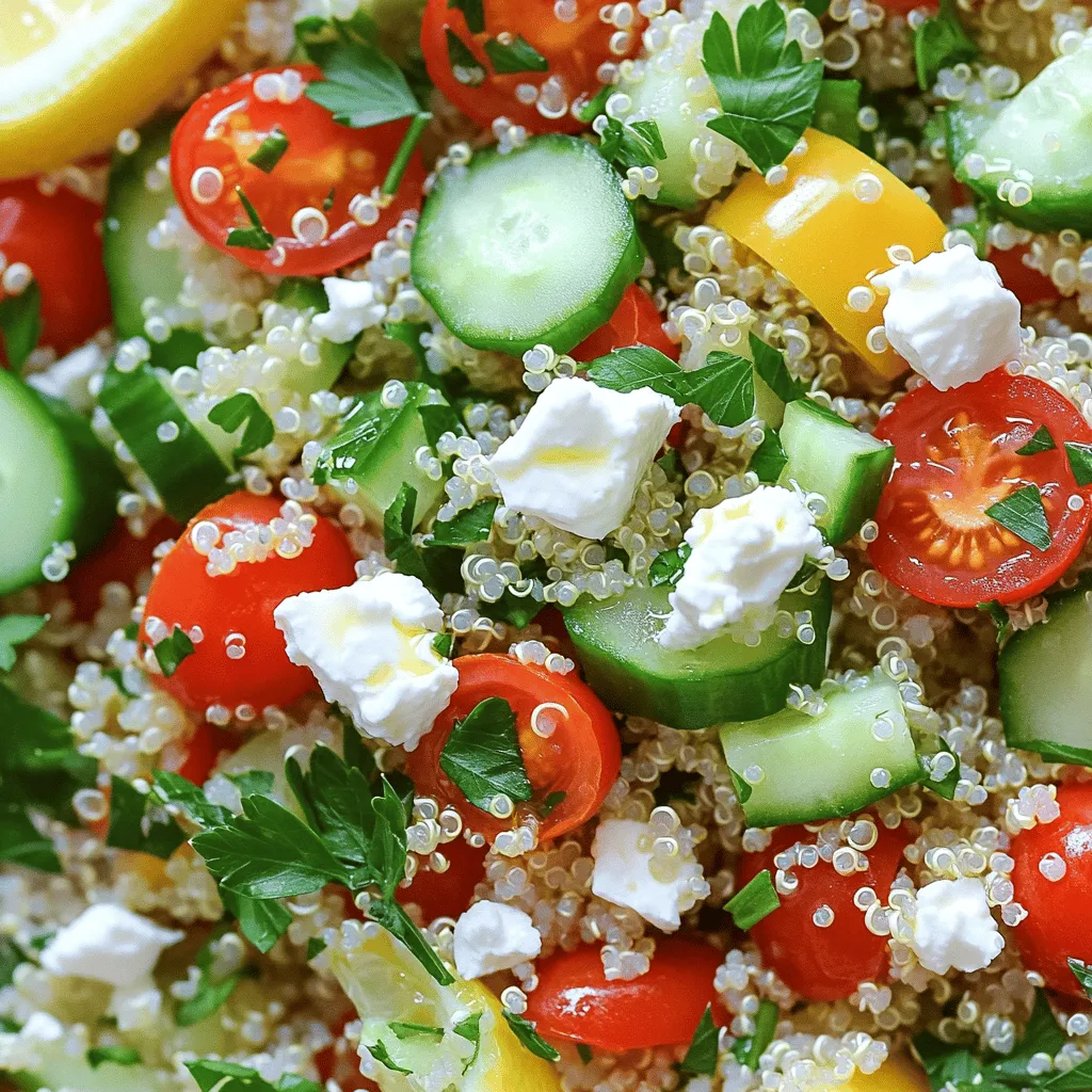 Für einen schmackhaften Quinoa-Salat brauchst du einige einfache Zutaten. Du benötigst 1 Tasse Quinoa, 2 Tassen Wasser, eine kleine Gurke, eine rote Paprika, Kirschtomaten, frische Petersilie, Feta-Käse, Olivenöl, Zitronensaft, Honig sowie Salz und Pfeffer. Diese einfachen Zutaten sorgen für frische Aromen.