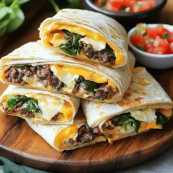 Für die Cheesy Beef Wraps brauchst du einige wichtige Zutaten. Diese sind: