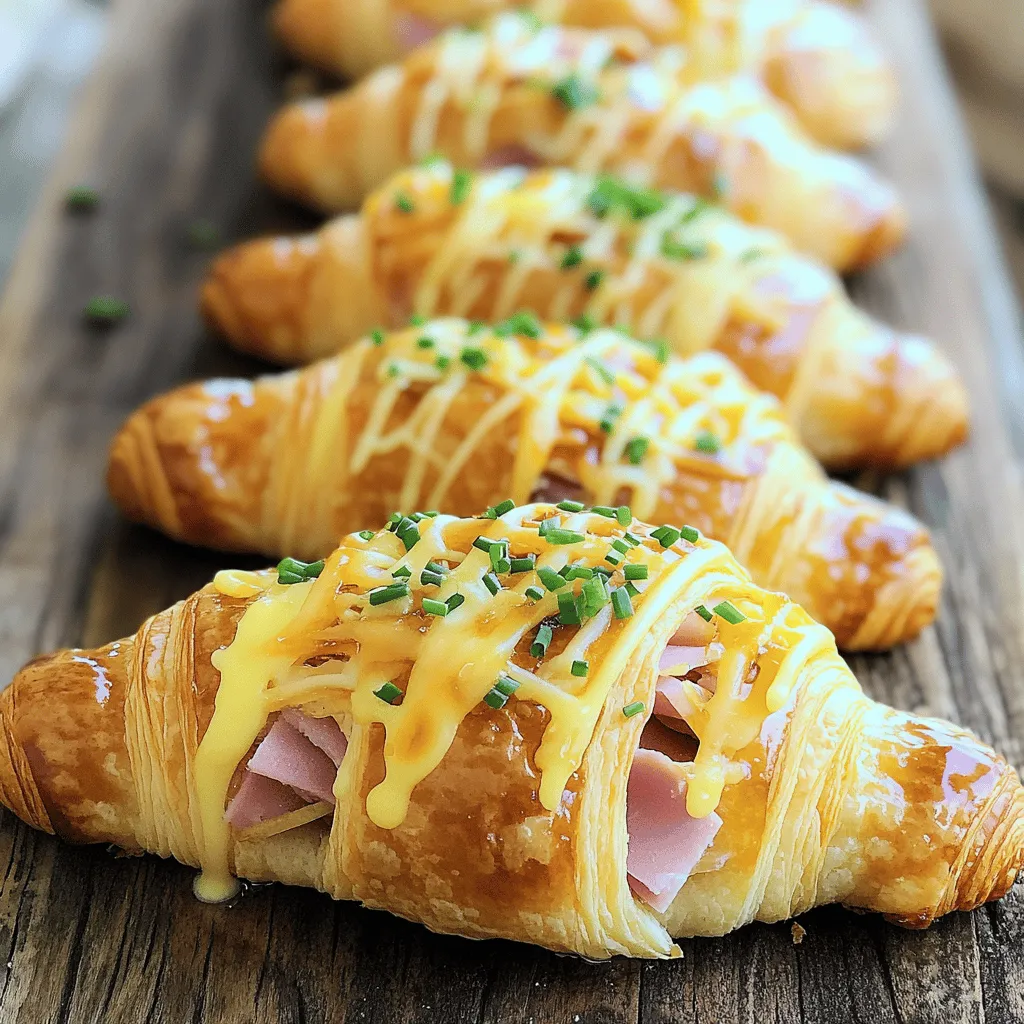 - 4 große Croissants - 8 Scheiben Aufschnittschinken - 8 Scheiben Schweizer Käse